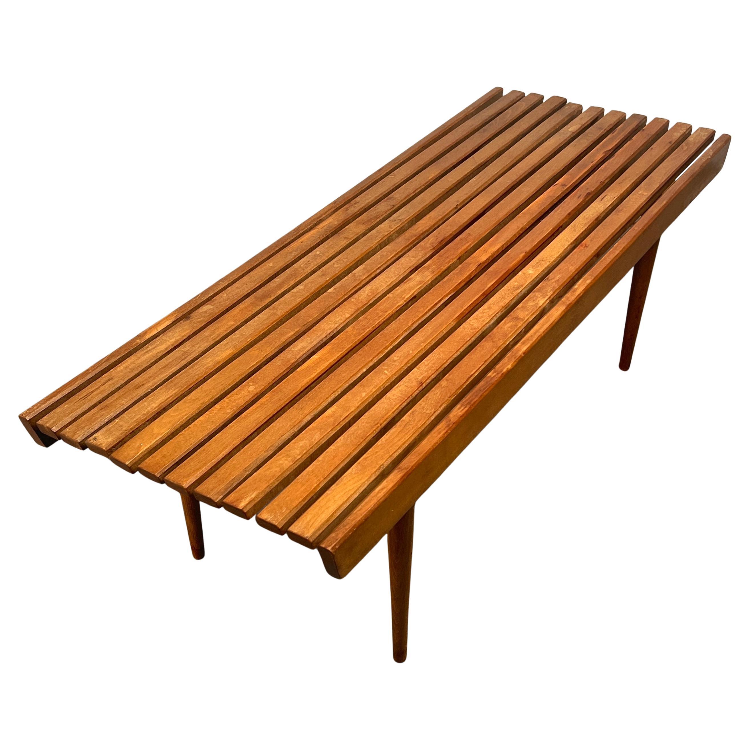 Mid-Century Modern Slat Bench For Sale