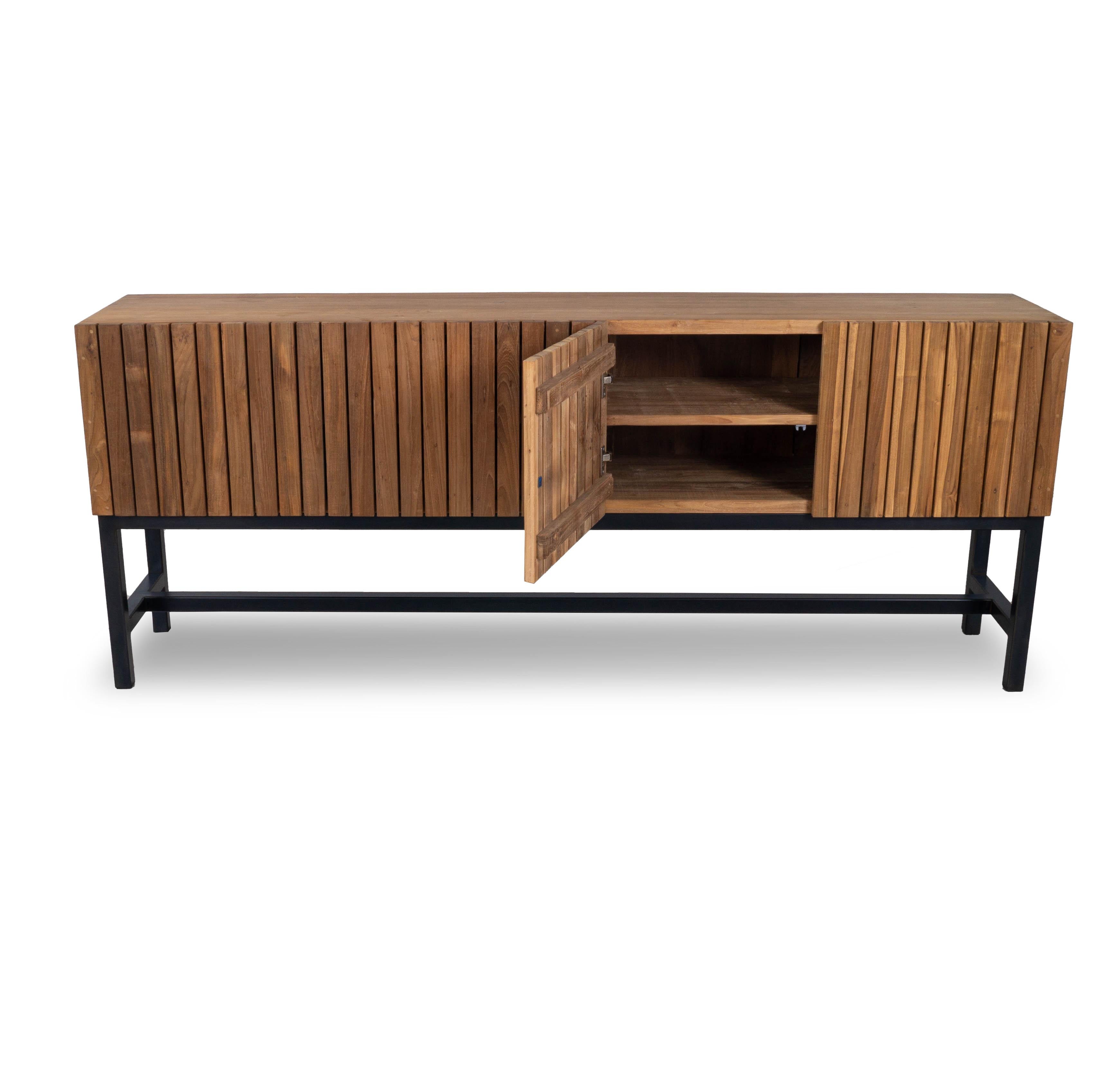 Mid-Century Modern Slat Front Console In Good Condition In Dallas, TX