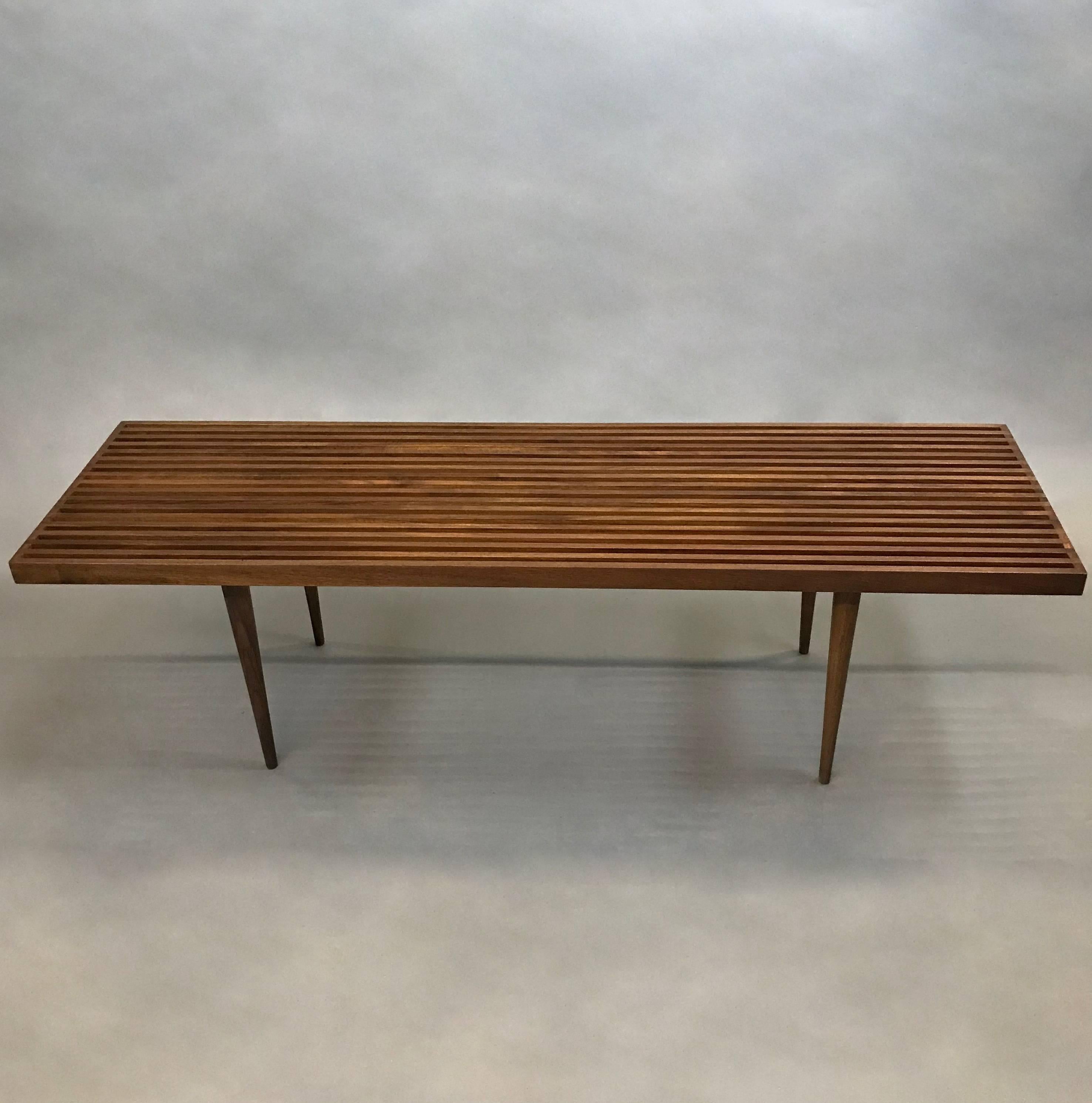 slatted coffee table bench