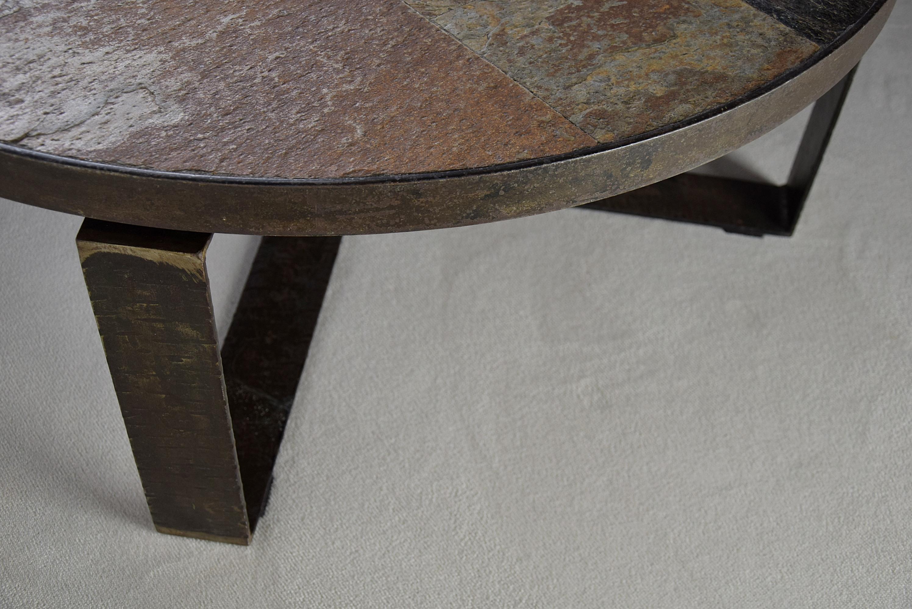 Mid-Century Modern Slate and Brass Coffee Table For Sale 6
