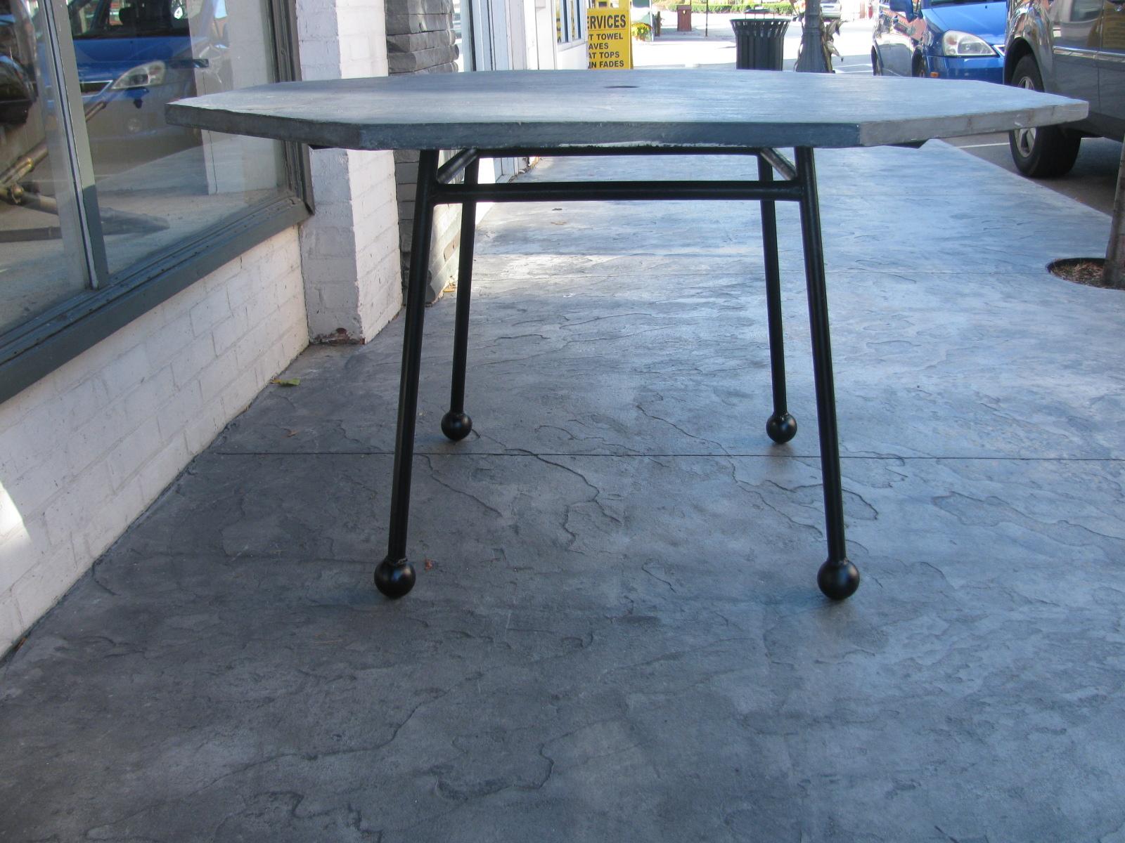 Hand-Crafted Mid-Century Modern Octagonal Slate Table by Russell Woodard