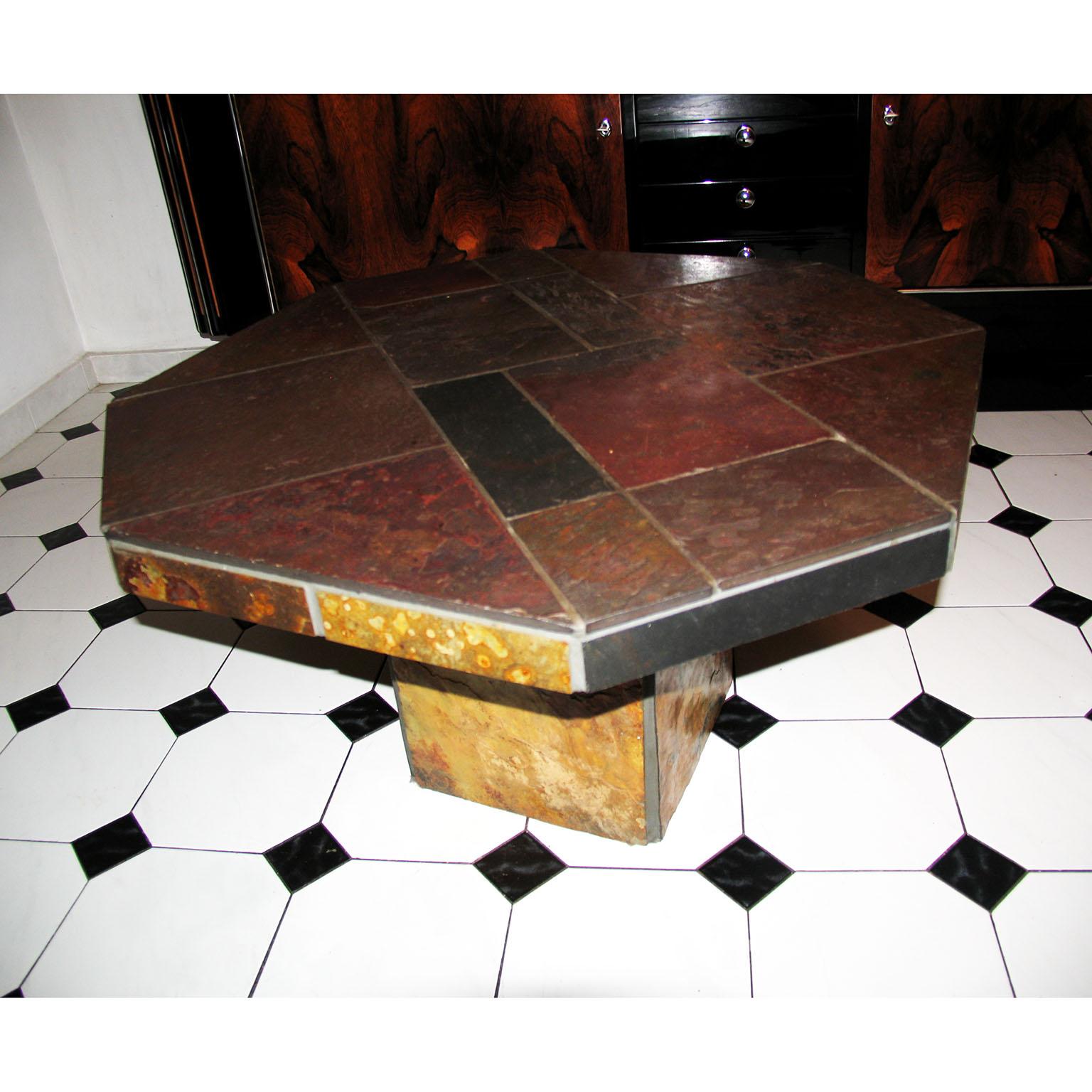 Mid-Century Modern Slate Stone Coffee Table Attributed to Paul Kingma In Good Condition For Sale In Bochum, NRW