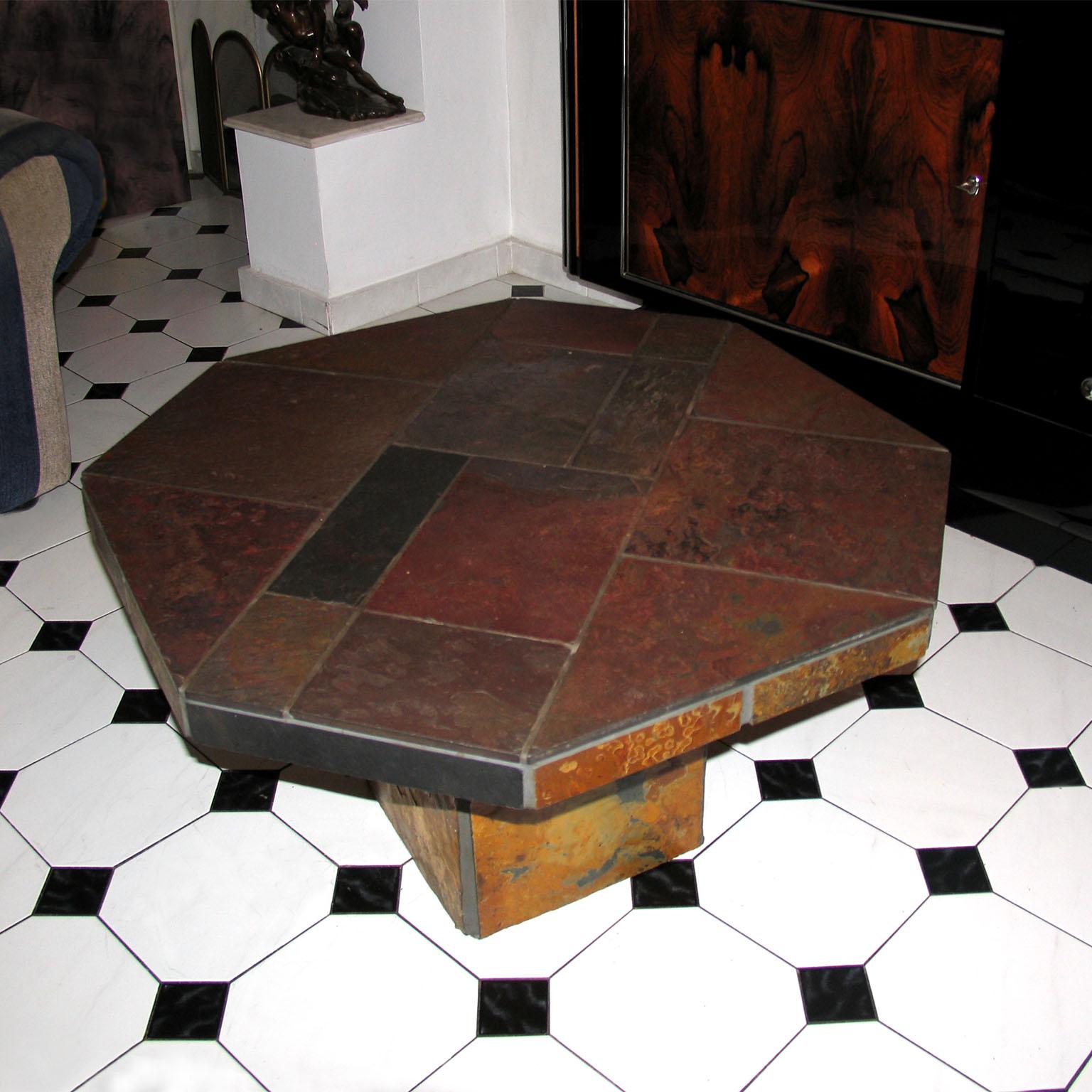 Mid-20th Century Mid-Century Modern Slate Stone Coffee Table Attributed to Paul Kingma For Sale