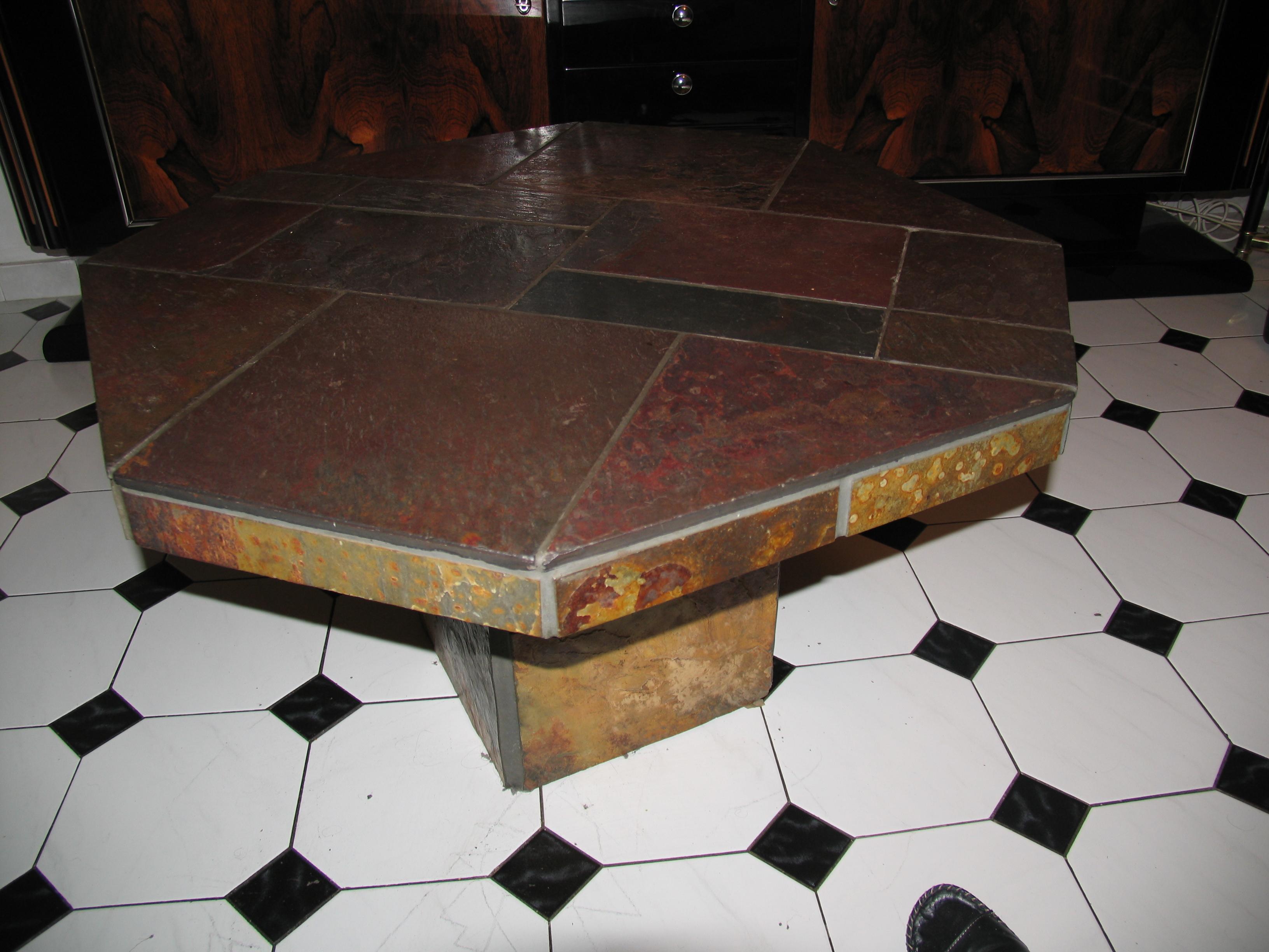 Mid-Century Modern Slate Stone Coffee Table Attributed to Paul Kingma For Sale 3