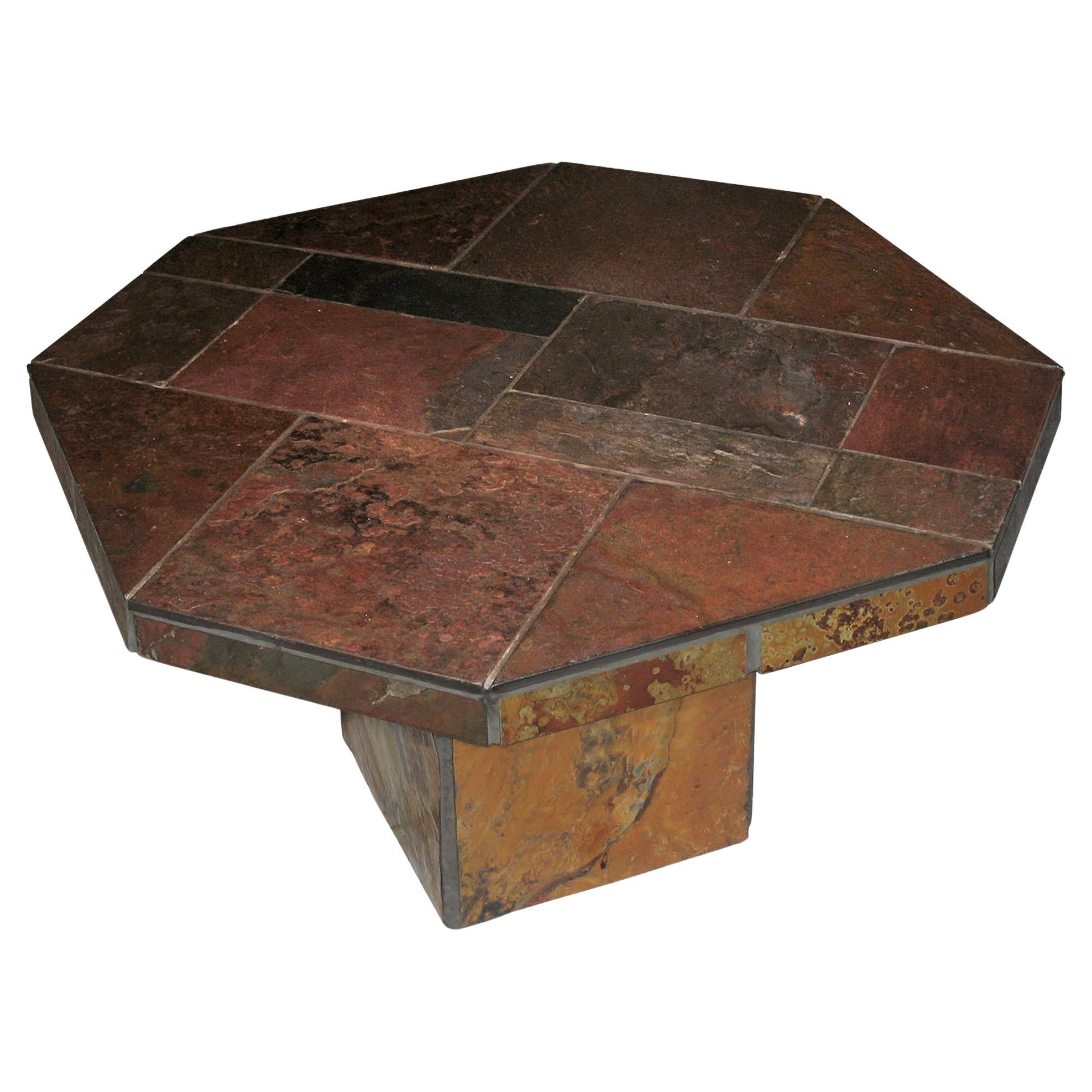 Mid-Century Modern Slate Stone Coffee Table Attributed to Paul Kingma