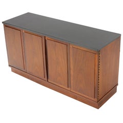 Vintage Mid-Century Modern Slate Top Petit Oiled Walnut Credenza Cabinet