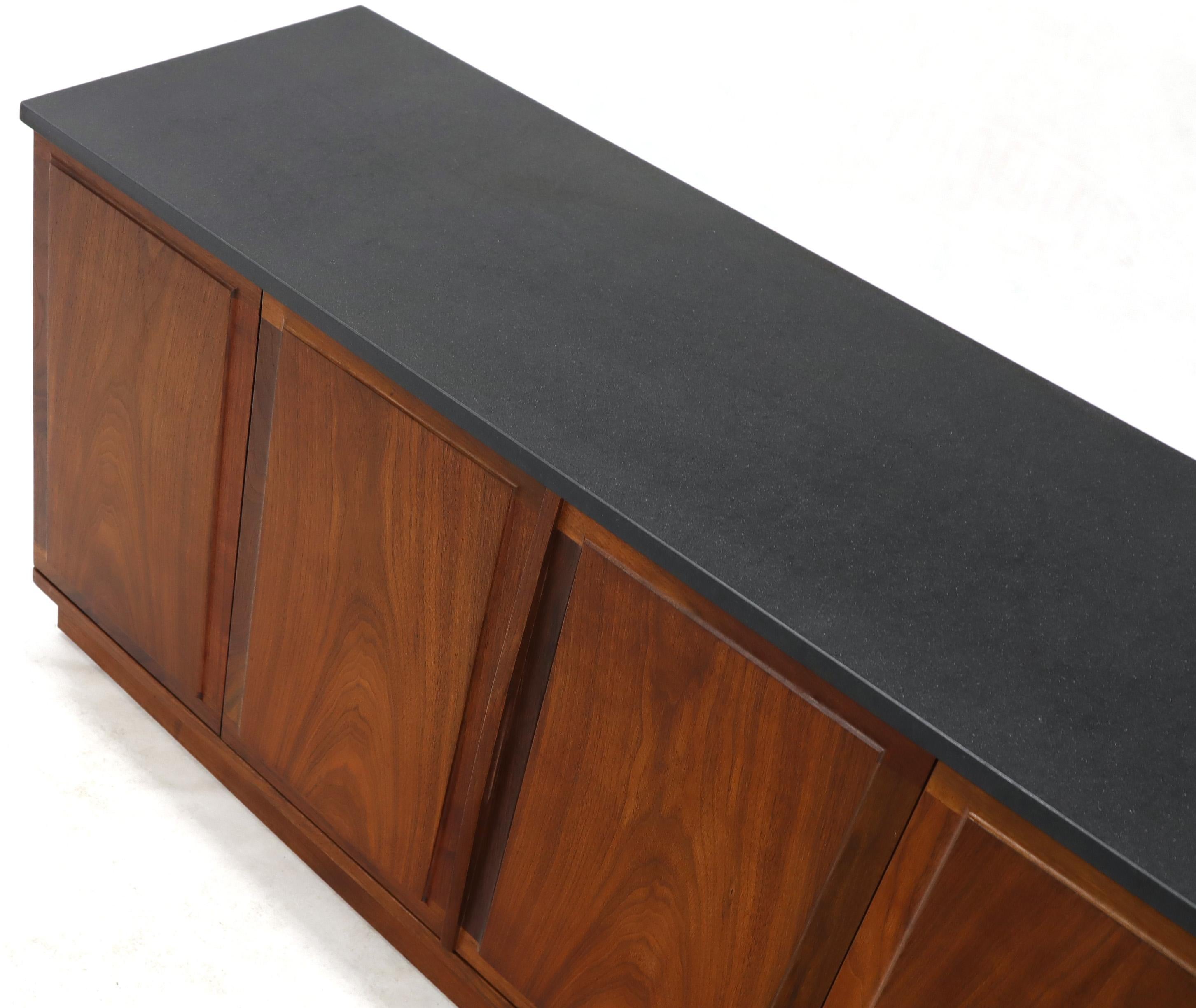20th Century Mid-Century Modern Slate Top Petit Oiled Walnut Credenza Cabinet For Sale