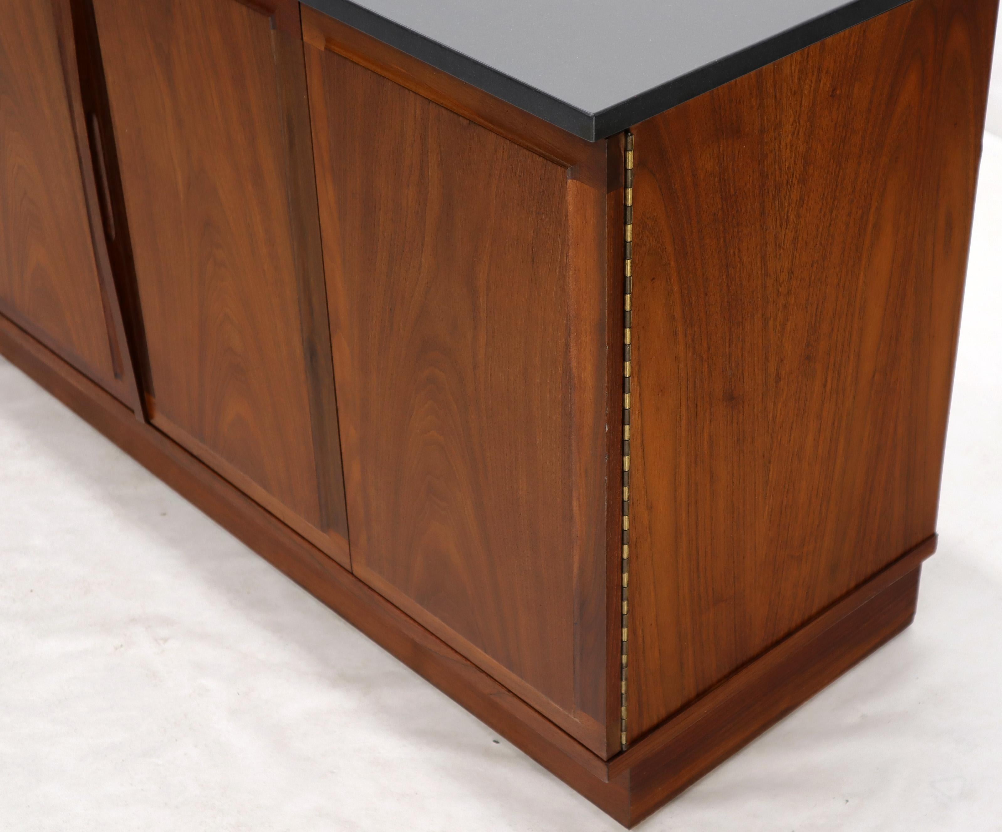 Mid-Century Modern Slate Top Petit Oiled Walnut Credenza Cabinet For Sale 2