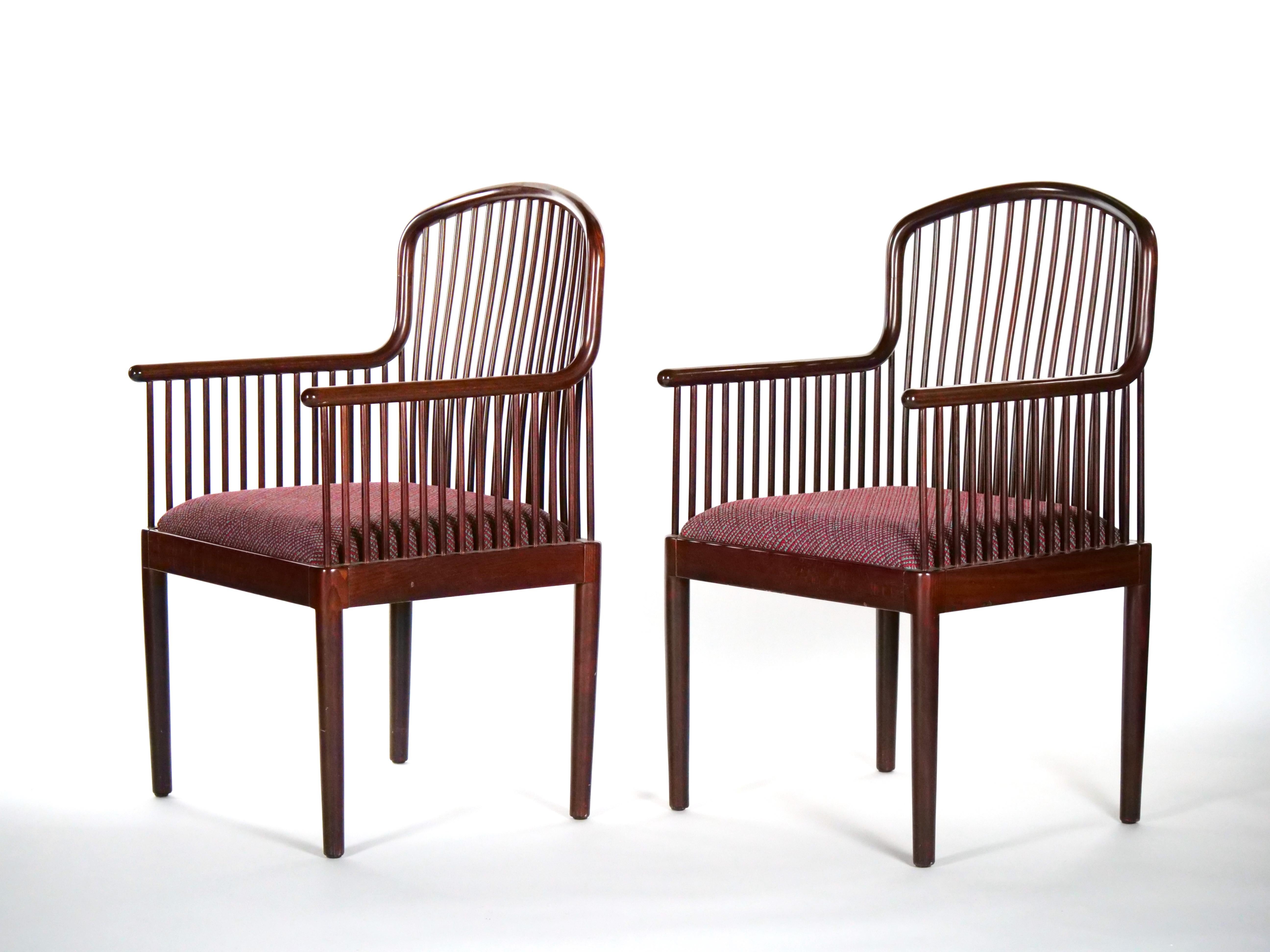 Mid-Century Modern Slatted Back / Straight Barrel Legs Dining Chair Set / 8 For Sale 4
