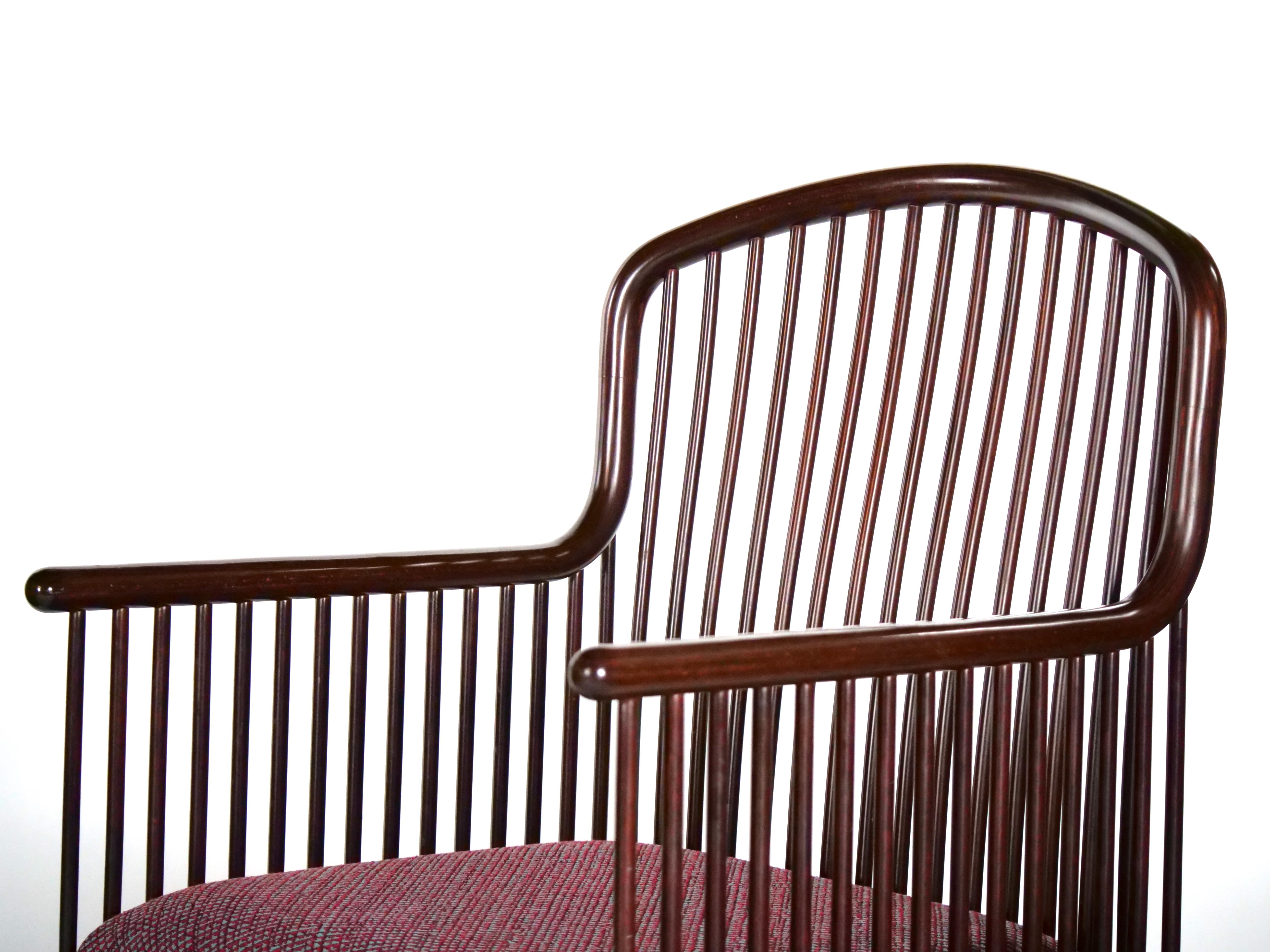 Mid-Century Modern Slatted Back / Straight Barrel Legs Dining Chair Set / 8 For Sale 5