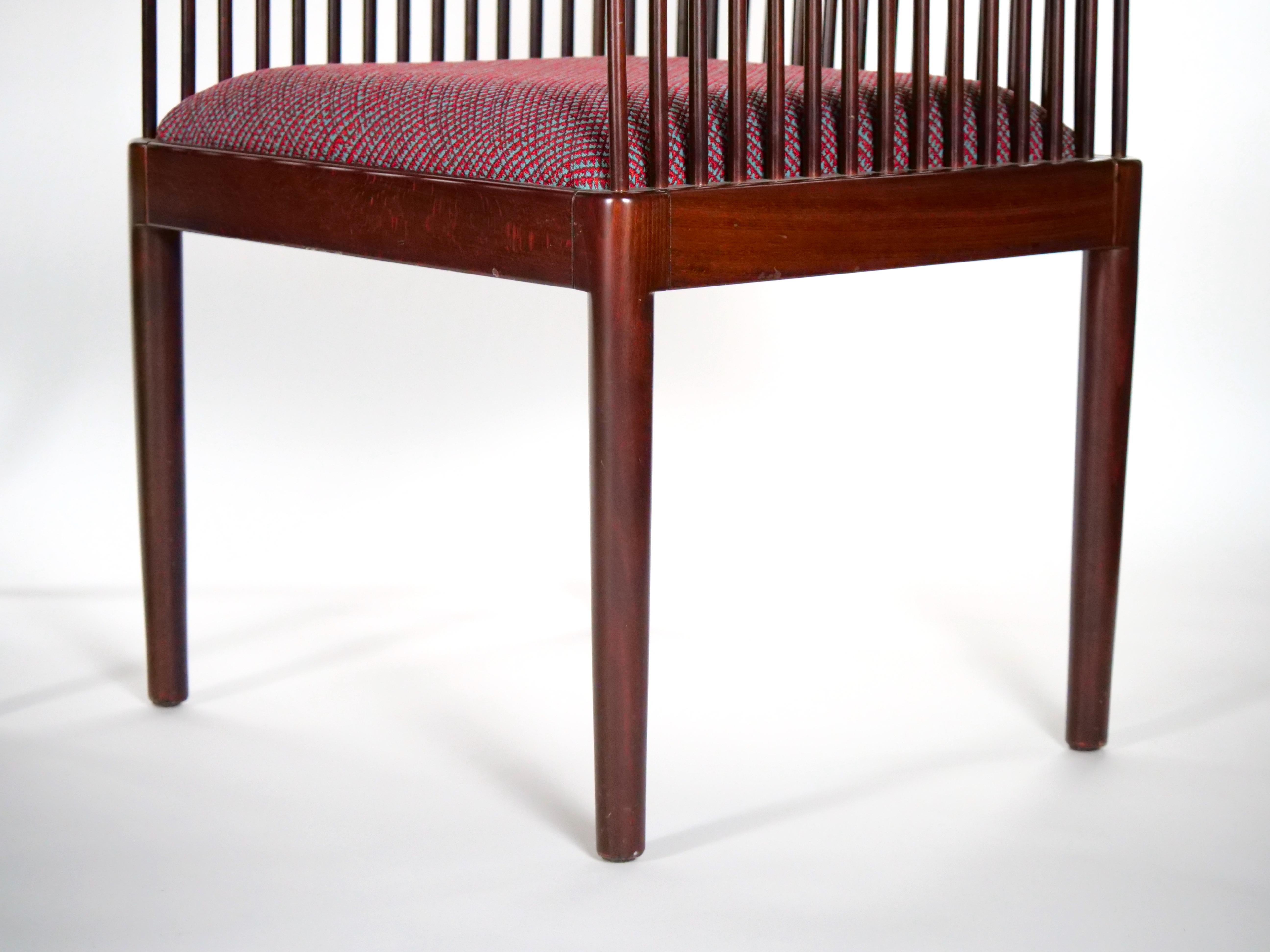 Mid-Century Modern Slatted Back / Straight Barrel Legs Dining Chair Set / 8 For Sale 6