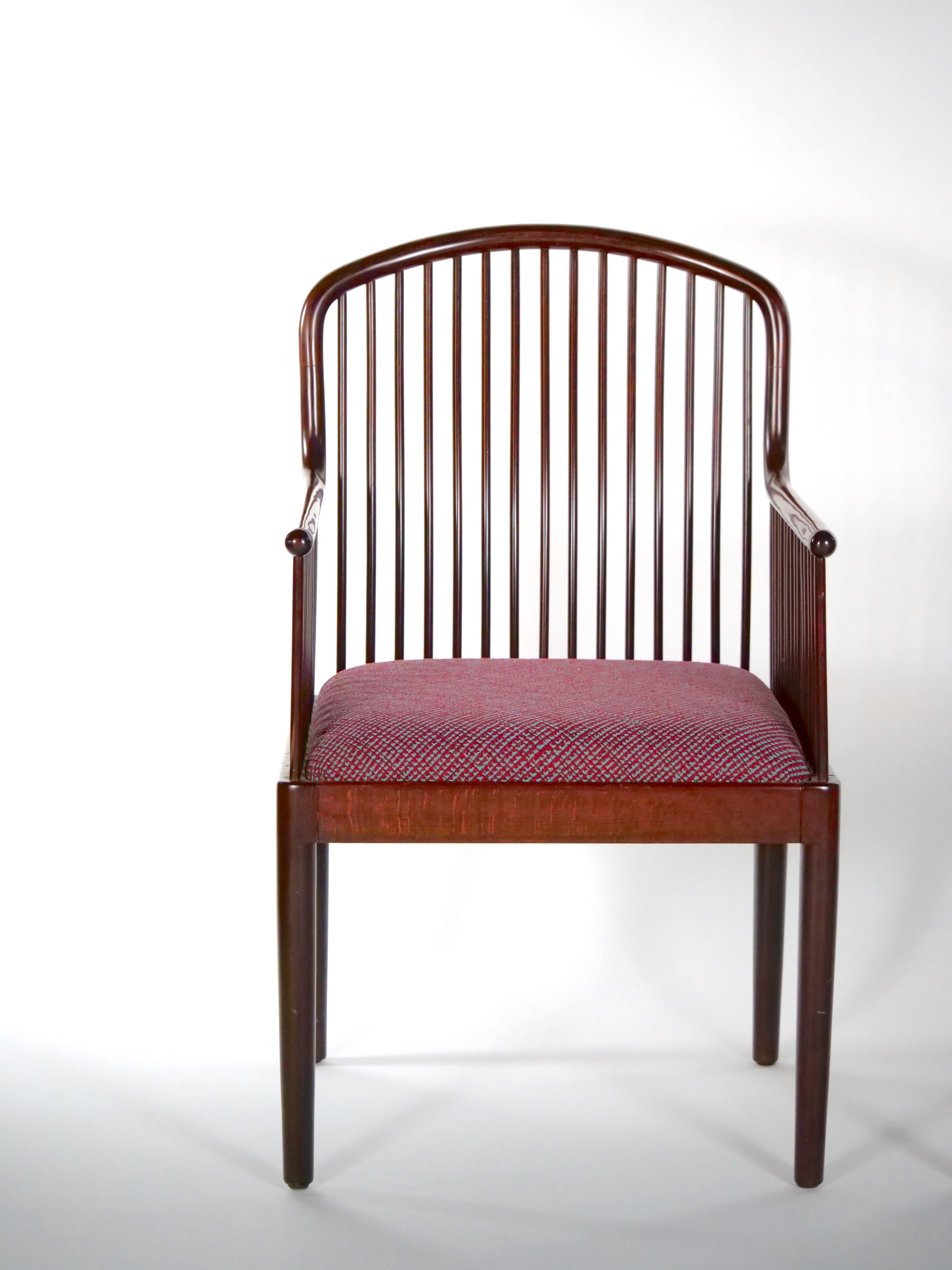 Mid-Century Modern Slatted Back / Straight Barrel Legs Dining Chair Set / 8 For Sale 7