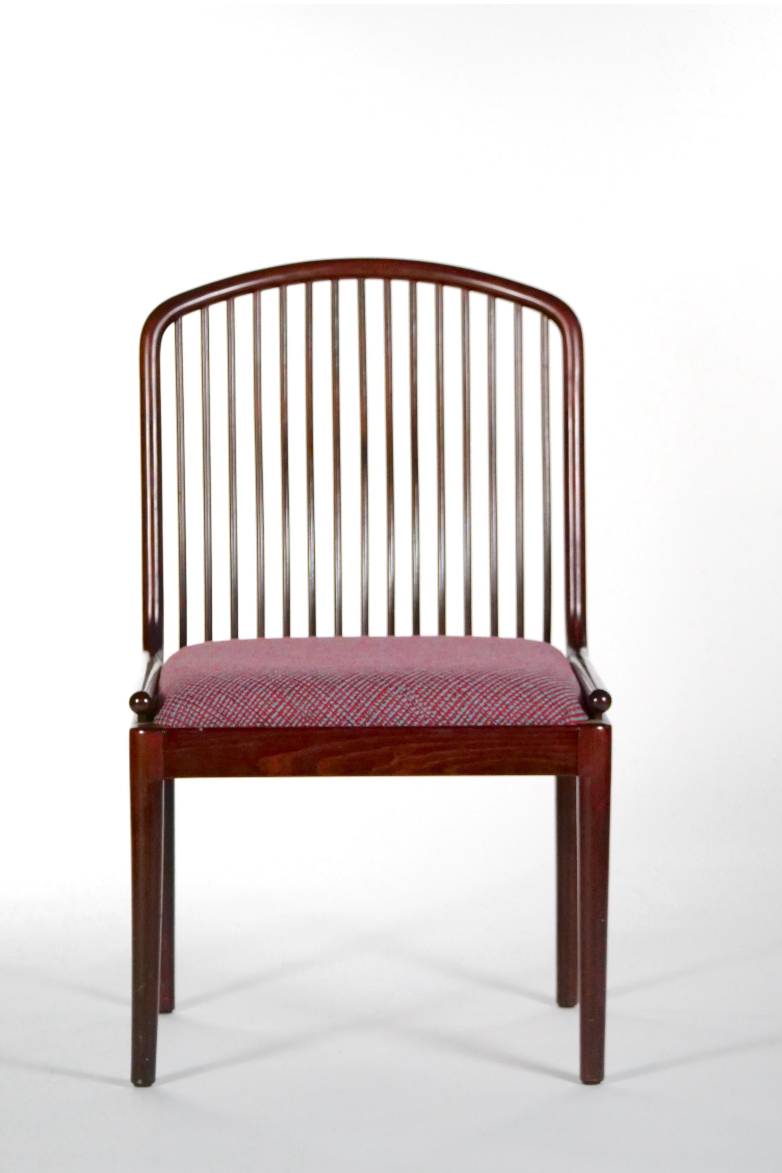 Mid-Century Modern Slatted Back / Straight Barrel Legs Dining Chair Set / 8 For Sale 8