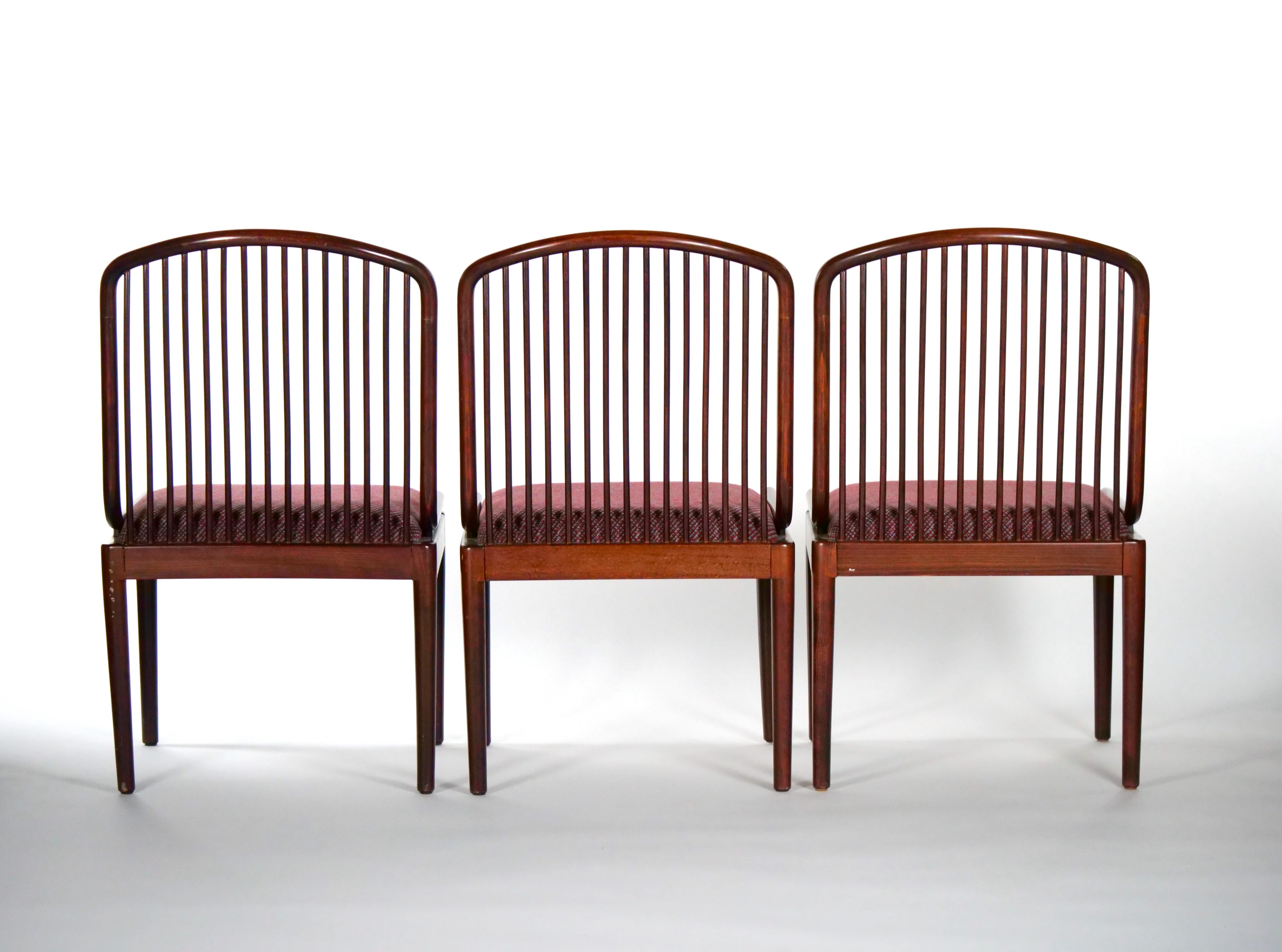 Mid-Century Modern Slatted Back / Straight Barrel Legs Dining Chair Set / 8 For Sale 10
