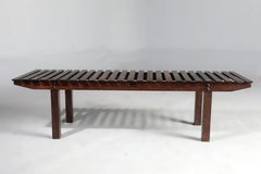 Mid-Century Modern Slatted Bench, Brazil, 1960s