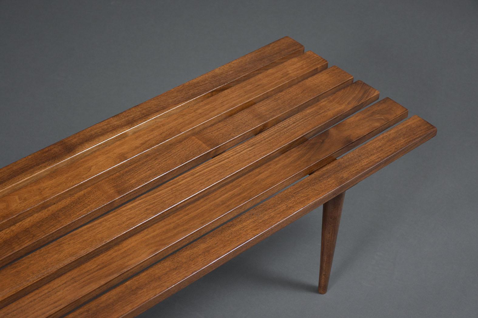 Mid-Century Modern Slatted Bench 6