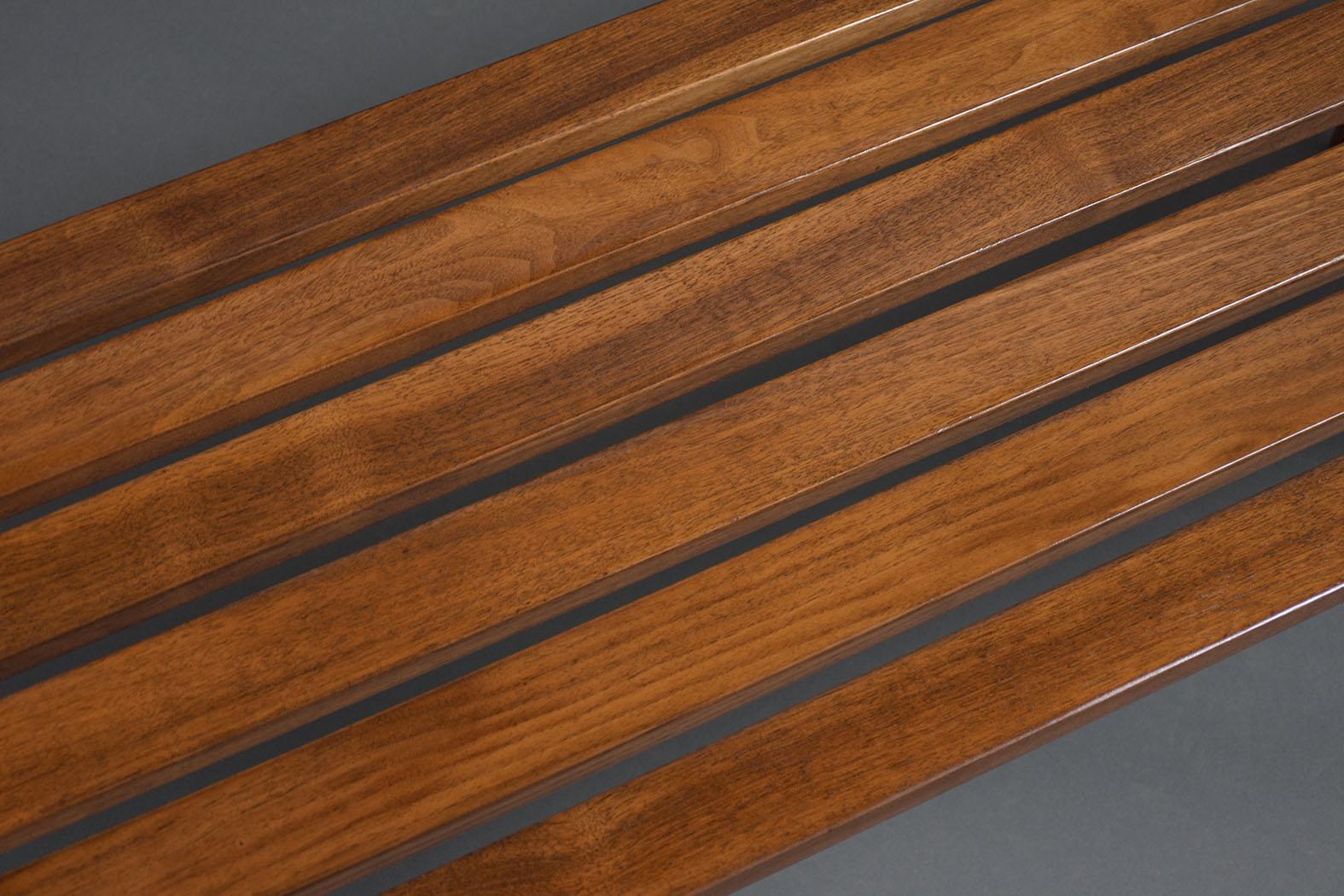 Mid-Century Modern Slatted Bench 7