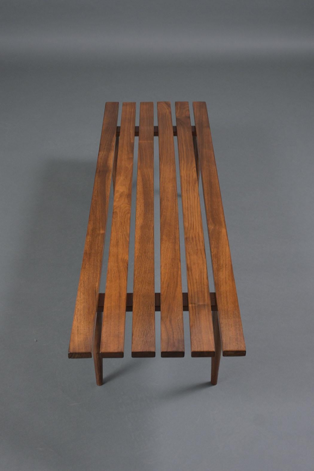 Mid-Century Modern Slatted Bench 10