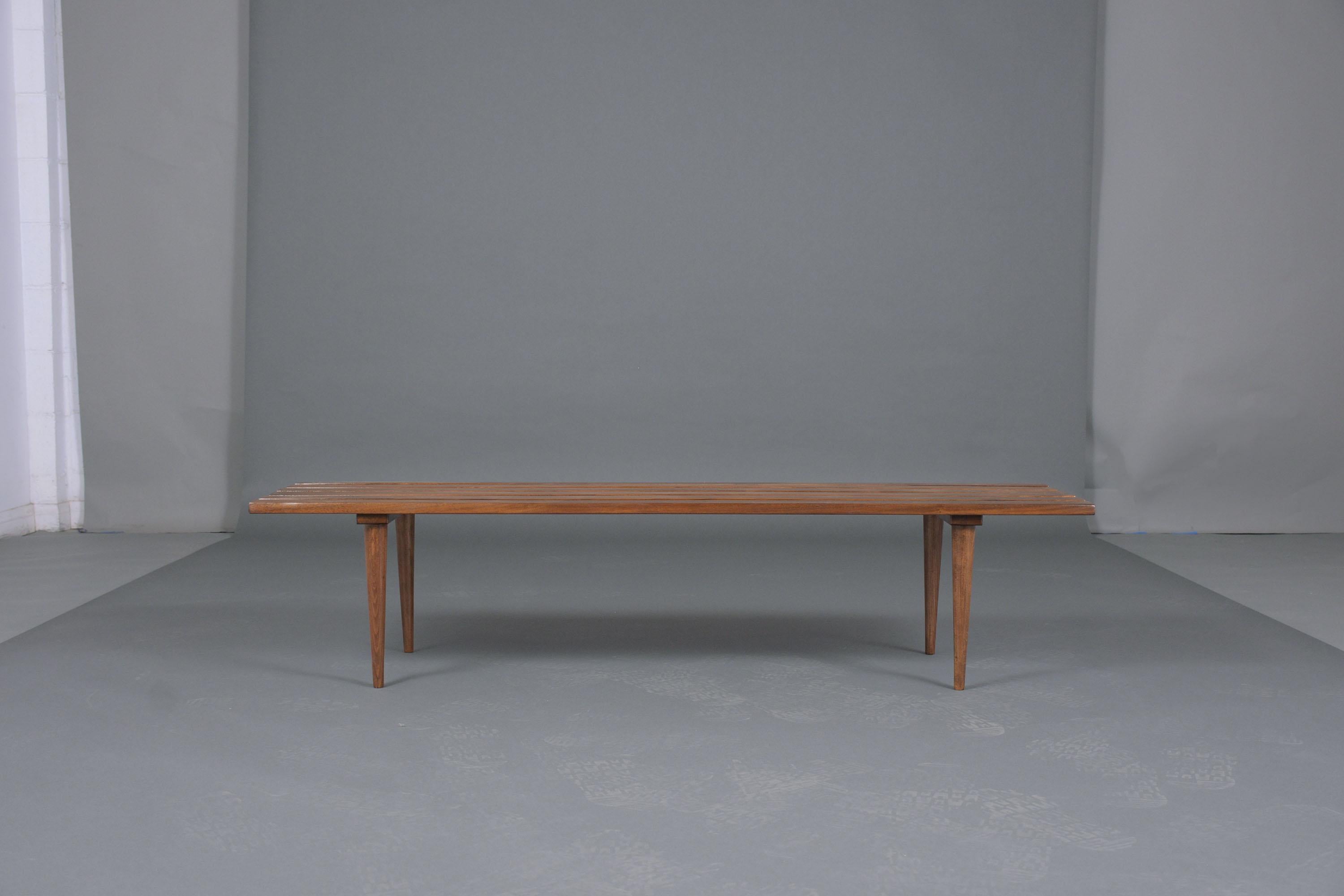 American Mid-Century Modern Slatted Bench