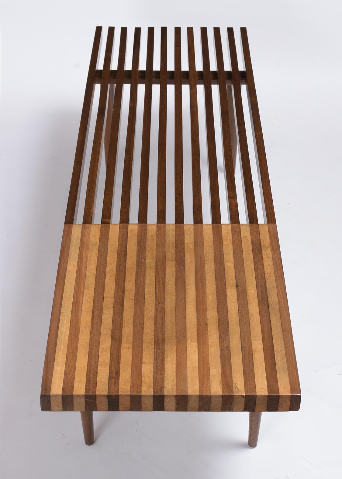 Mid-20th Century Mid-Century Modern Slatted Bench