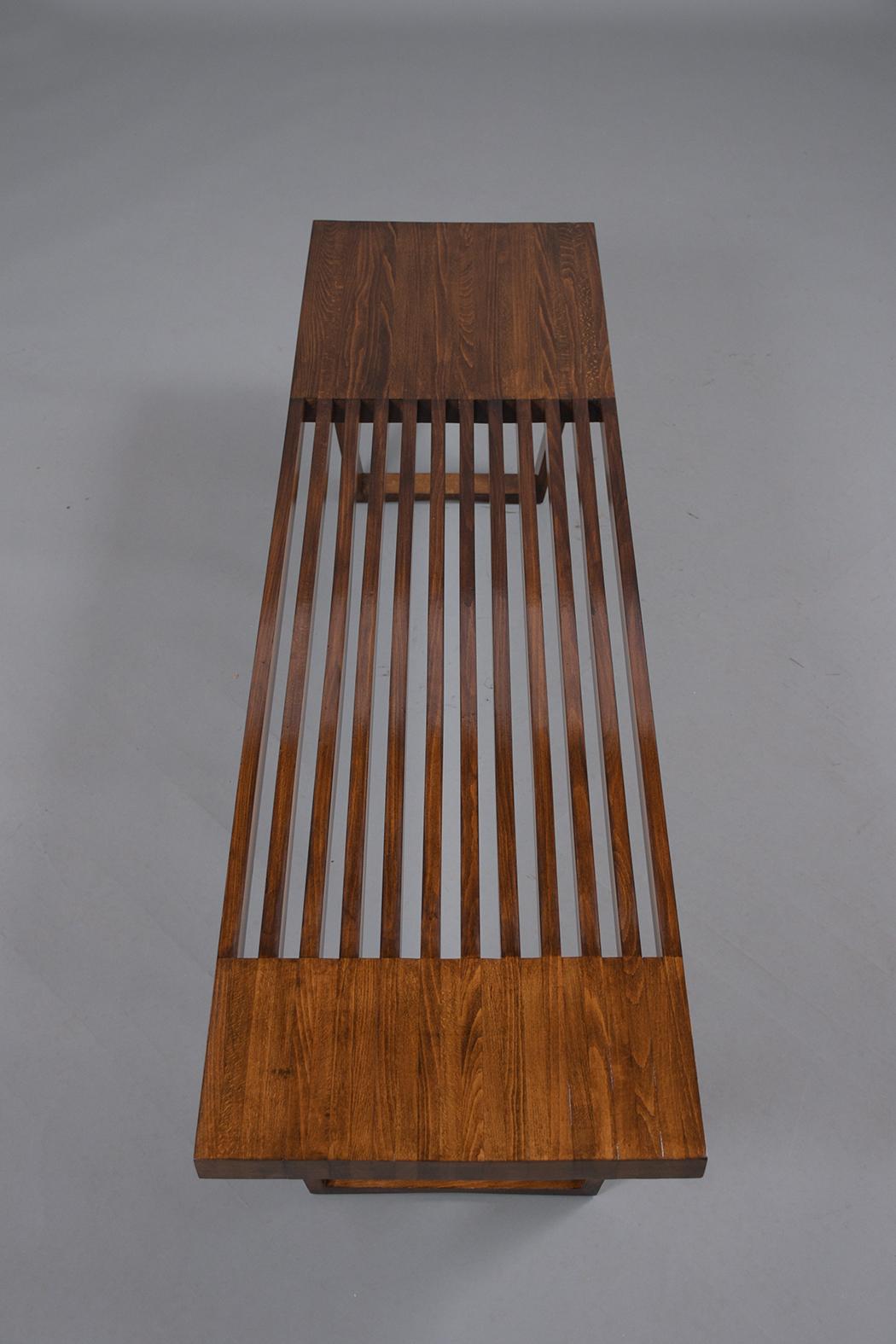 Mid-Century Modern Slatted Bench 2