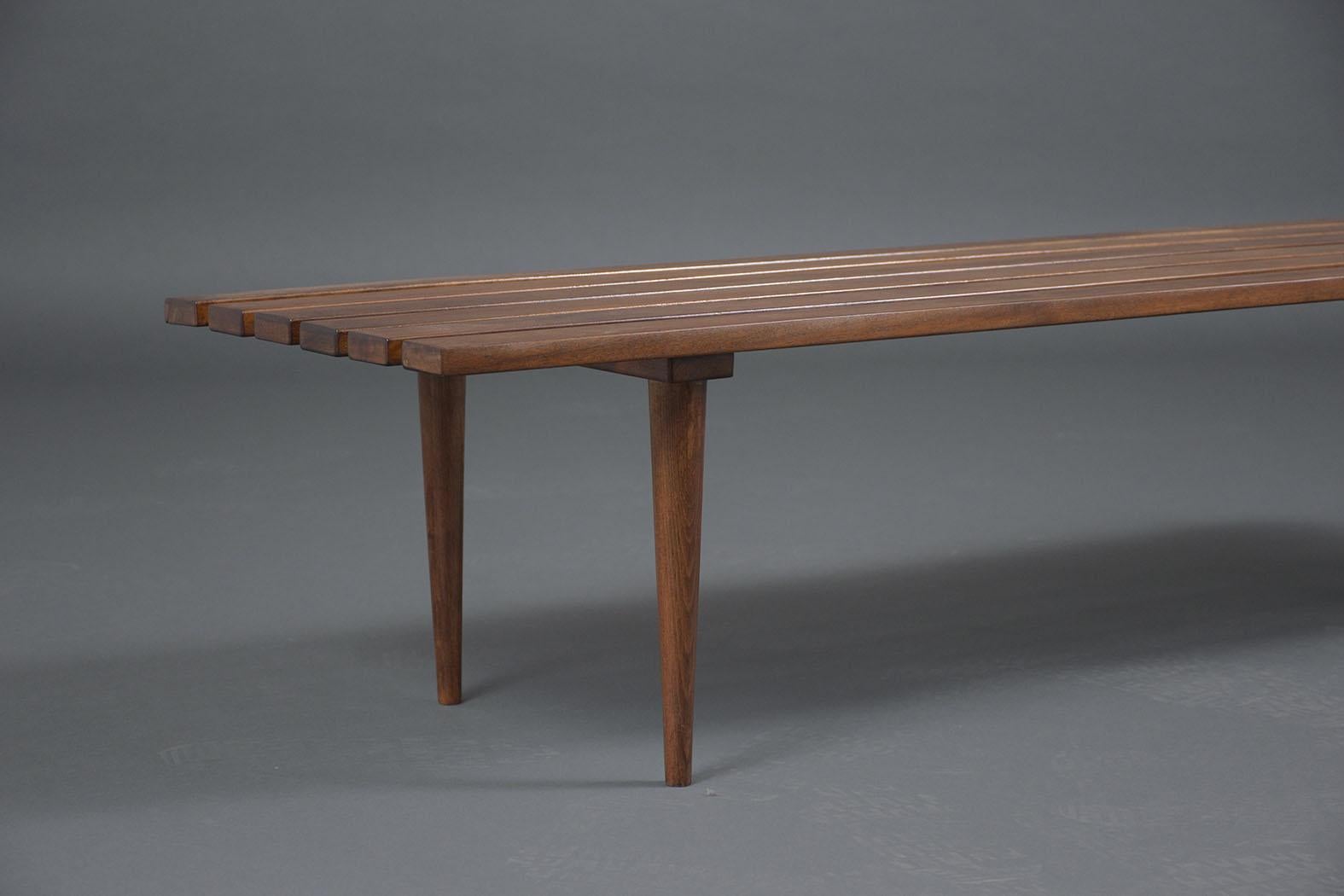 Mid-Century Modern Slatted Bench 1