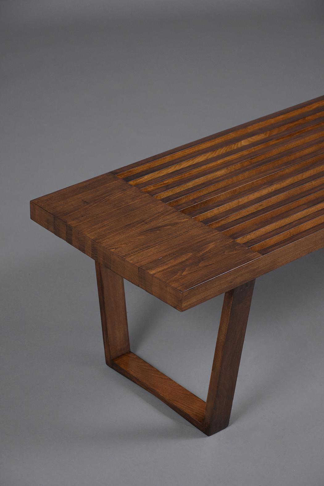 Late 20th Century Mid-Century Modern Slatted Bench