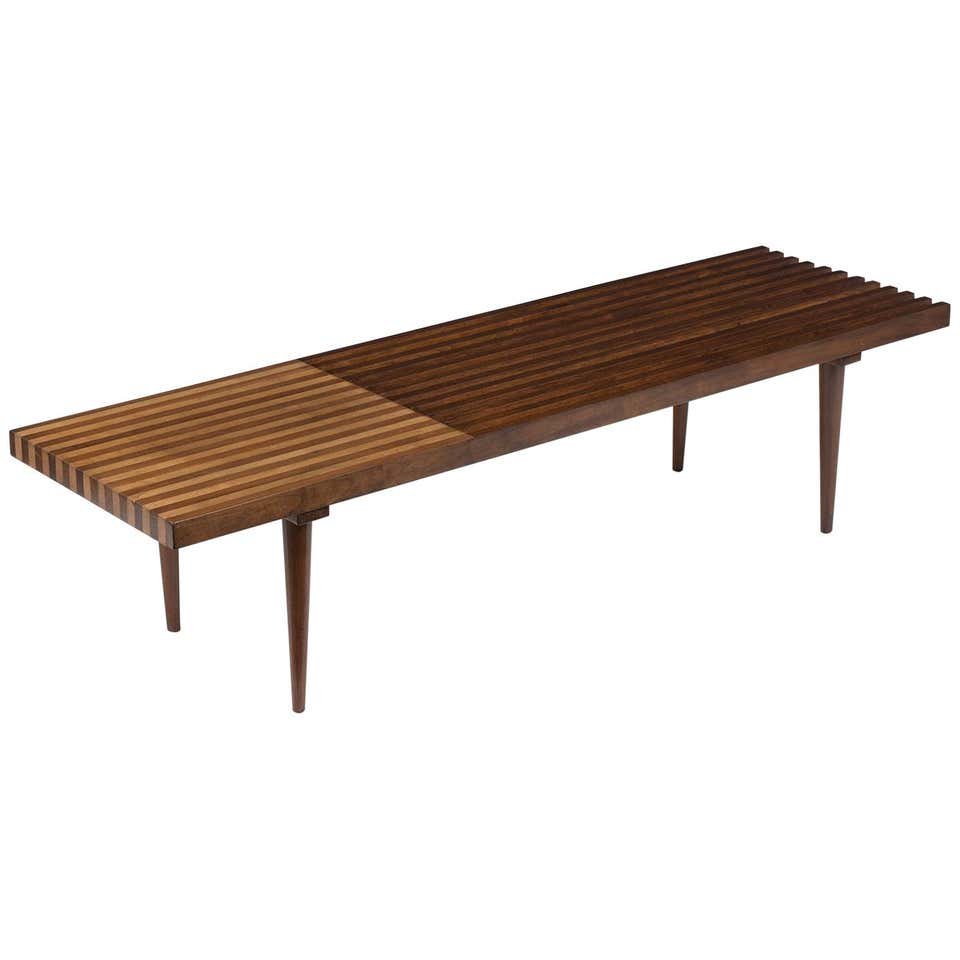 Mid-Century Modern Slatted Bench at 1stDibs