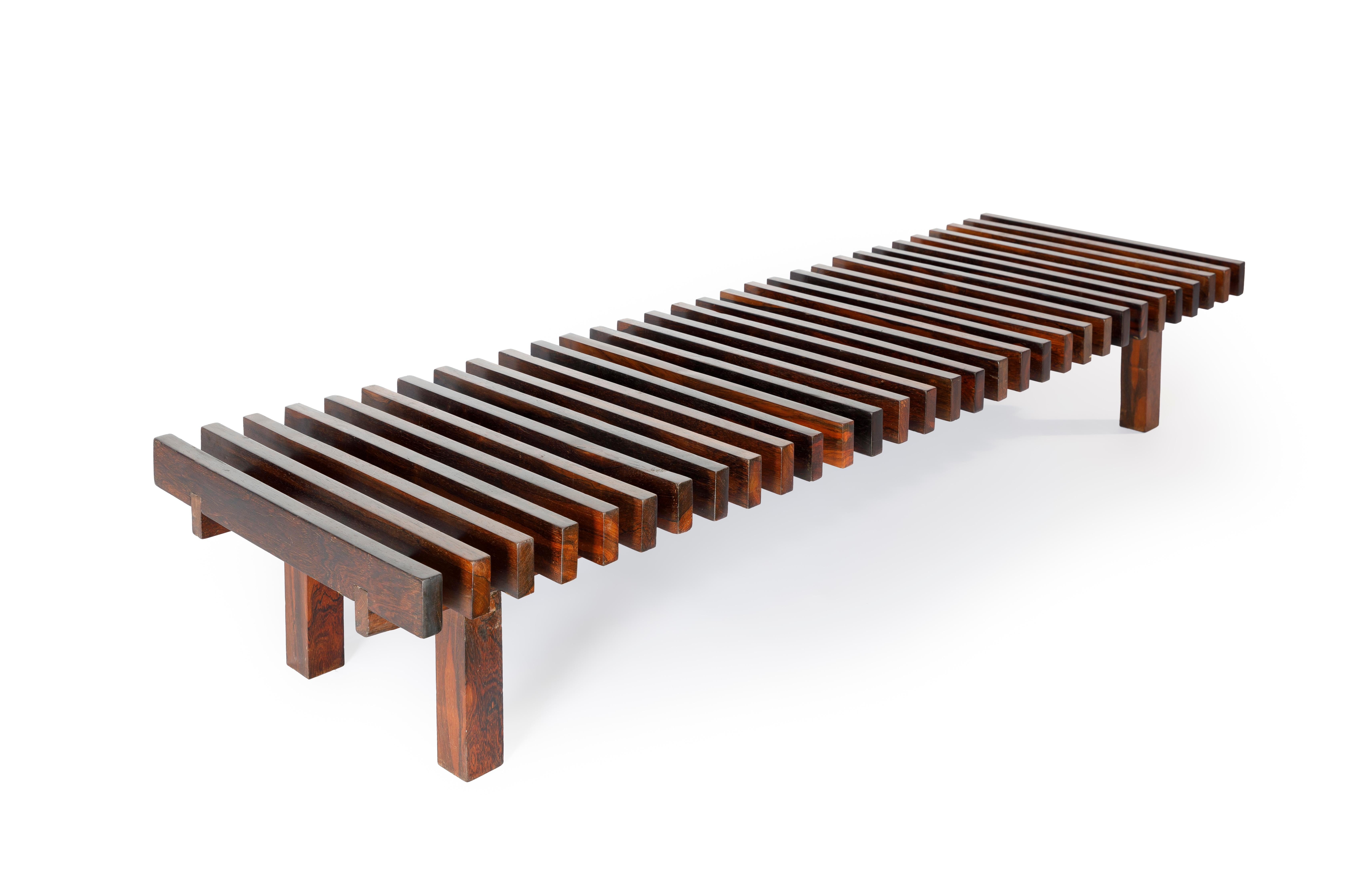 Brazilian Mid-Century Modern Slatted Bench from Forma Manufacture, Brazil, 1970s For Sale