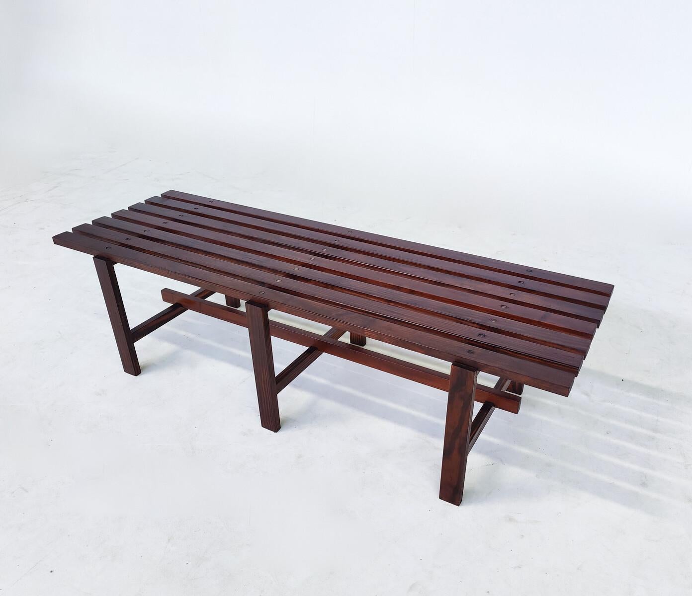 Mid-Century Modern Slatted Bench, Italy, 1970s, 2 Available In Good Condition In Brussels, BE