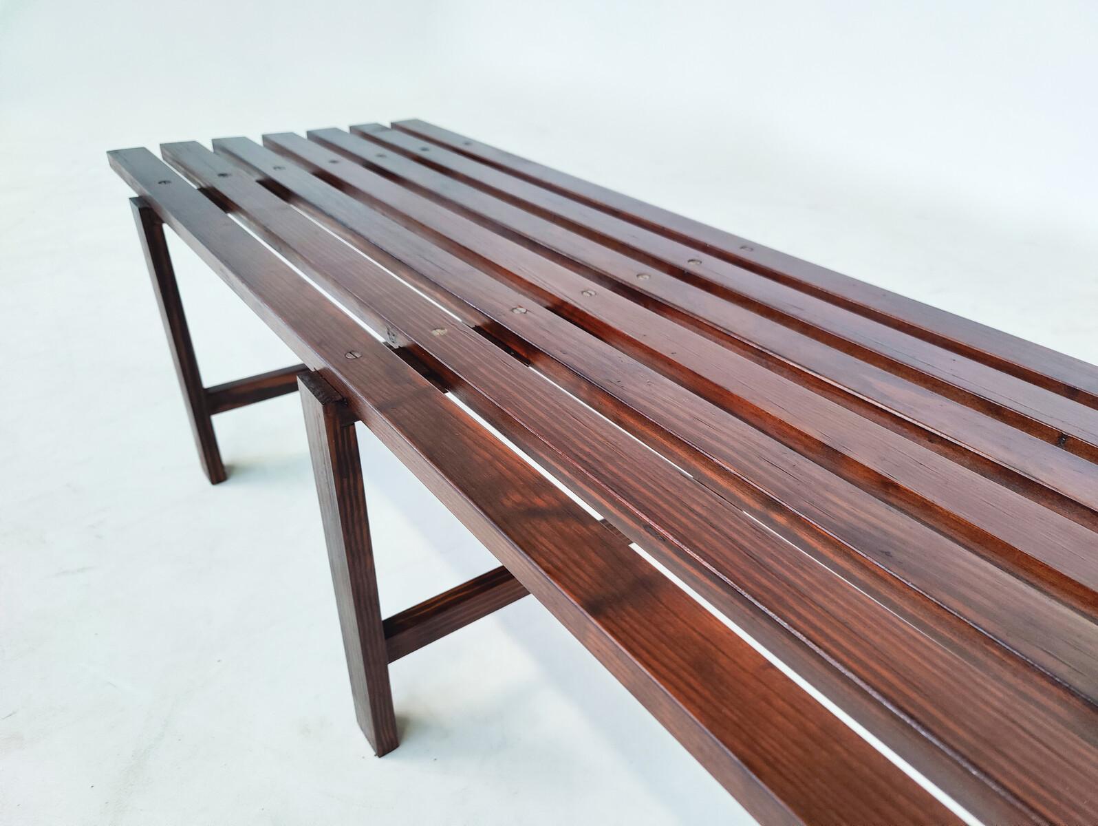 Mid-Century Modern Slatted Bench, Italy, 1970s, 2 Available 1