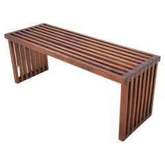 Mid-Century Modern Slatted Bench, Italy, 1970s - 2 Available