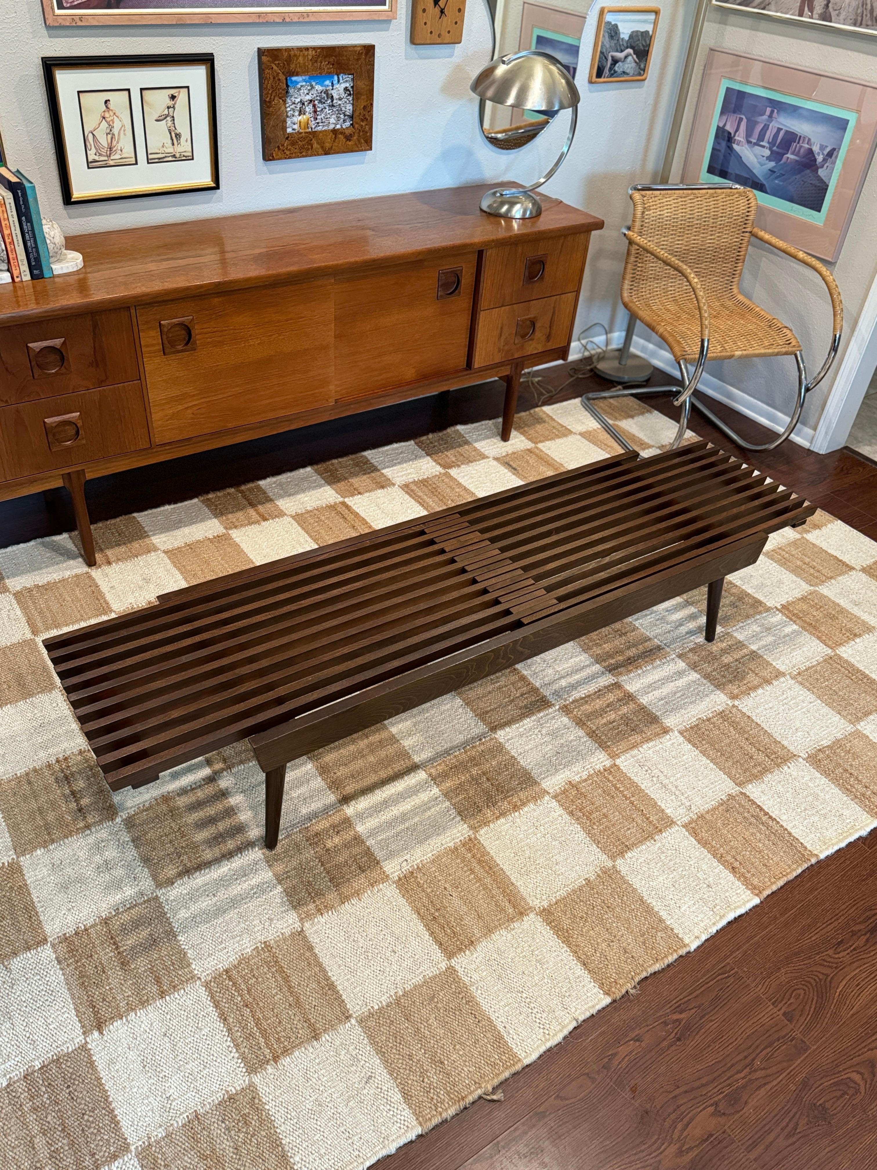 Mid century modern slatted coffee table with extending ends, circa 1960s 4