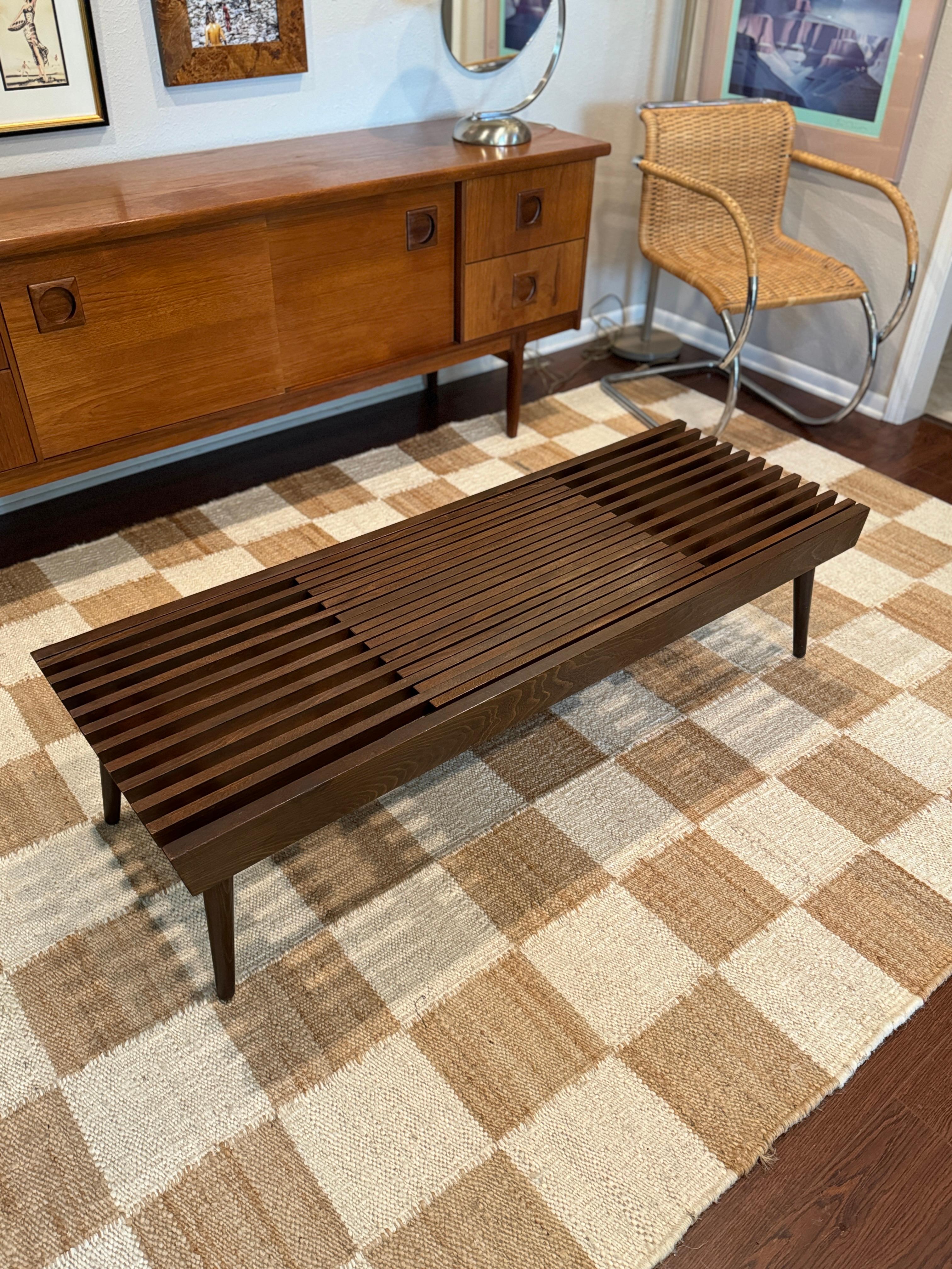 Mid century modern slatted coffee table with extending ends, circa 1960s 6