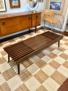 Mid century modern slatted coffee table with extending ends, circa 1960s