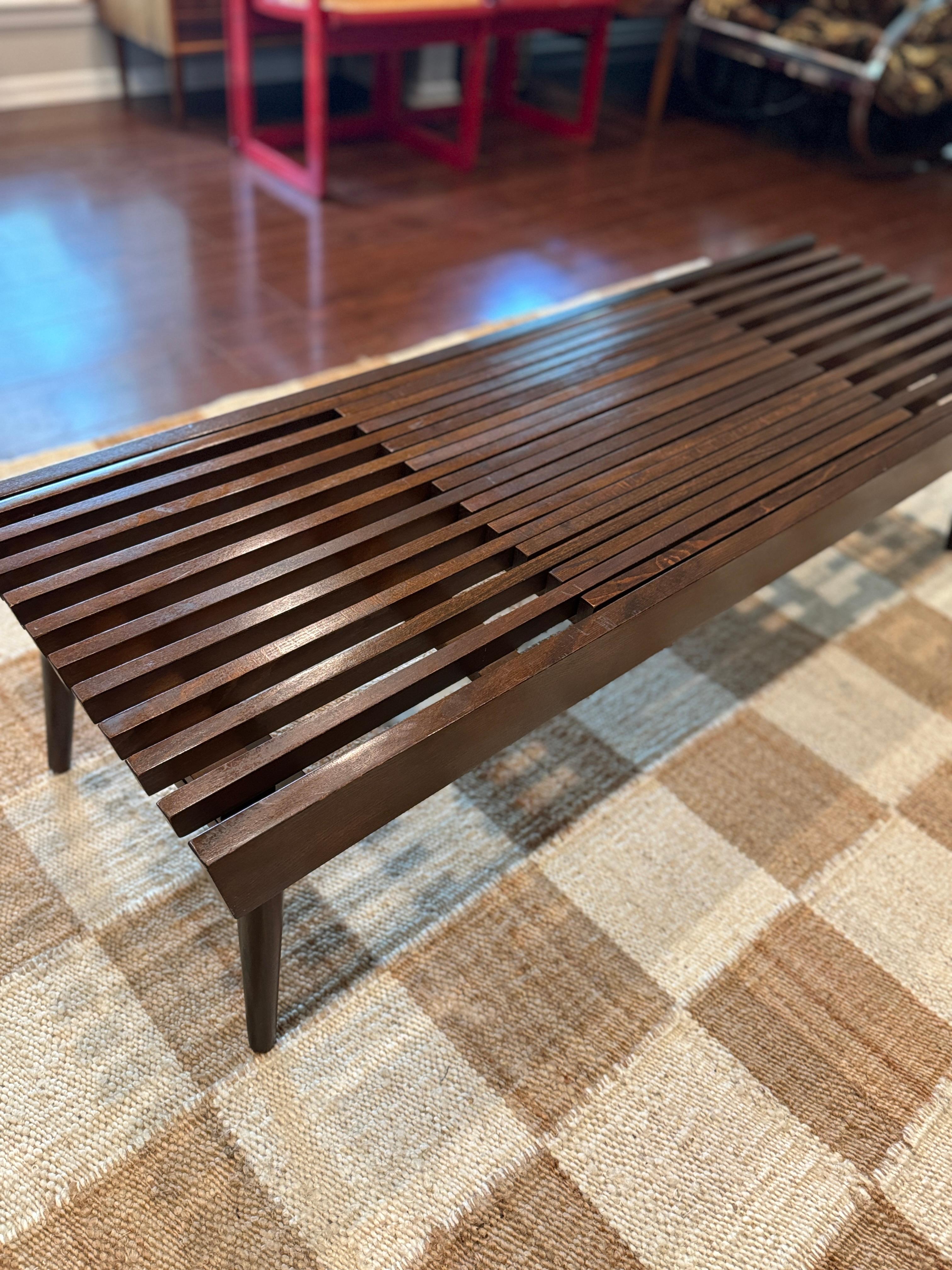 Unknown Mid century modern slatted coffee table with extending ends, circa 1960s