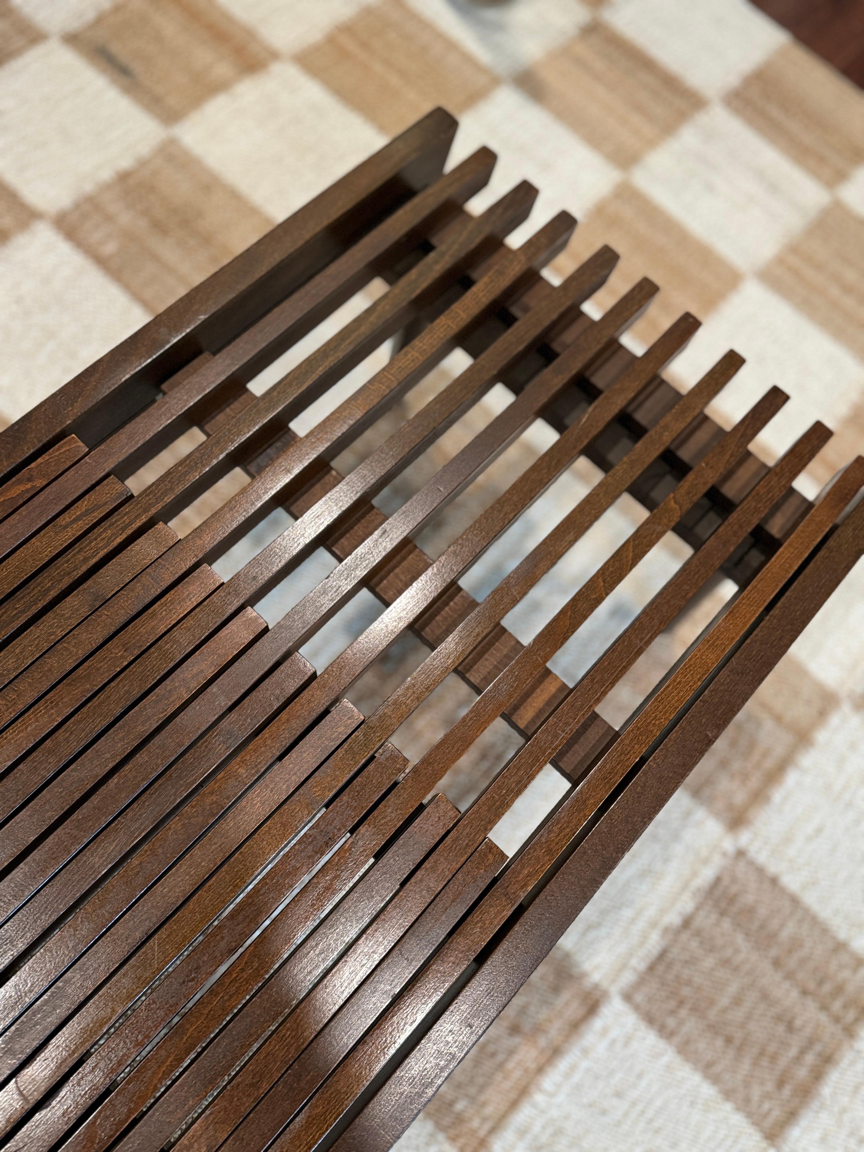 Veneer Mid century modern slatted coffee table with extending ends, circa 1960s