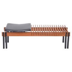 Retro Mid-Century Modern slatted Teak bench by Inge and Luciano Rubino for Apec