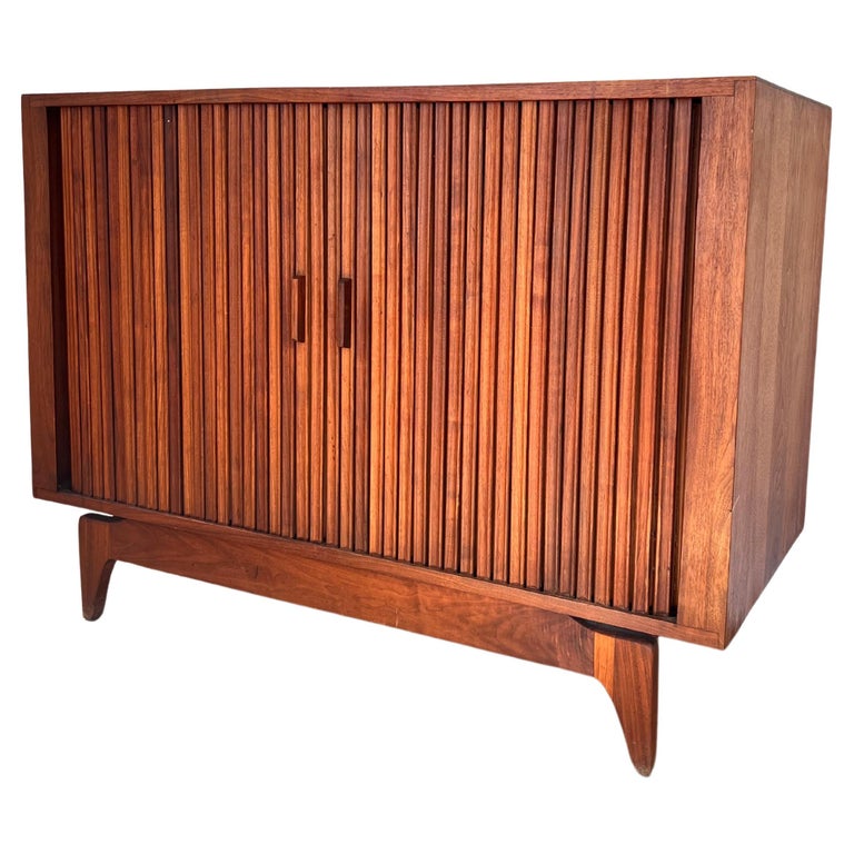 MidCentury Modern Slatted Teak Tambour 1960s at 1stDibs