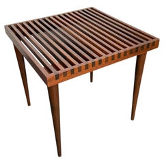 Mid-Century Modern Slatted Walnut Side Table By Mel Smilow
