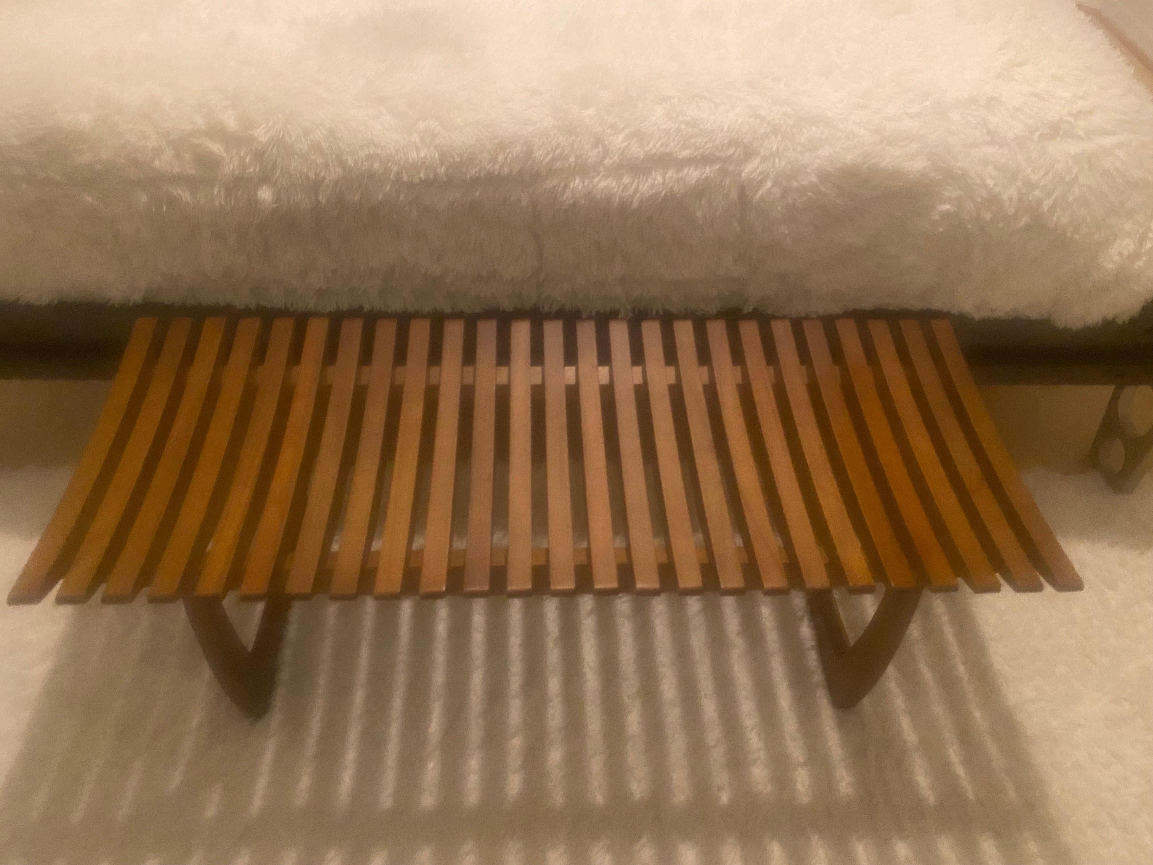 Mid-Century Modern Slatted Wood Bench For Sale 15