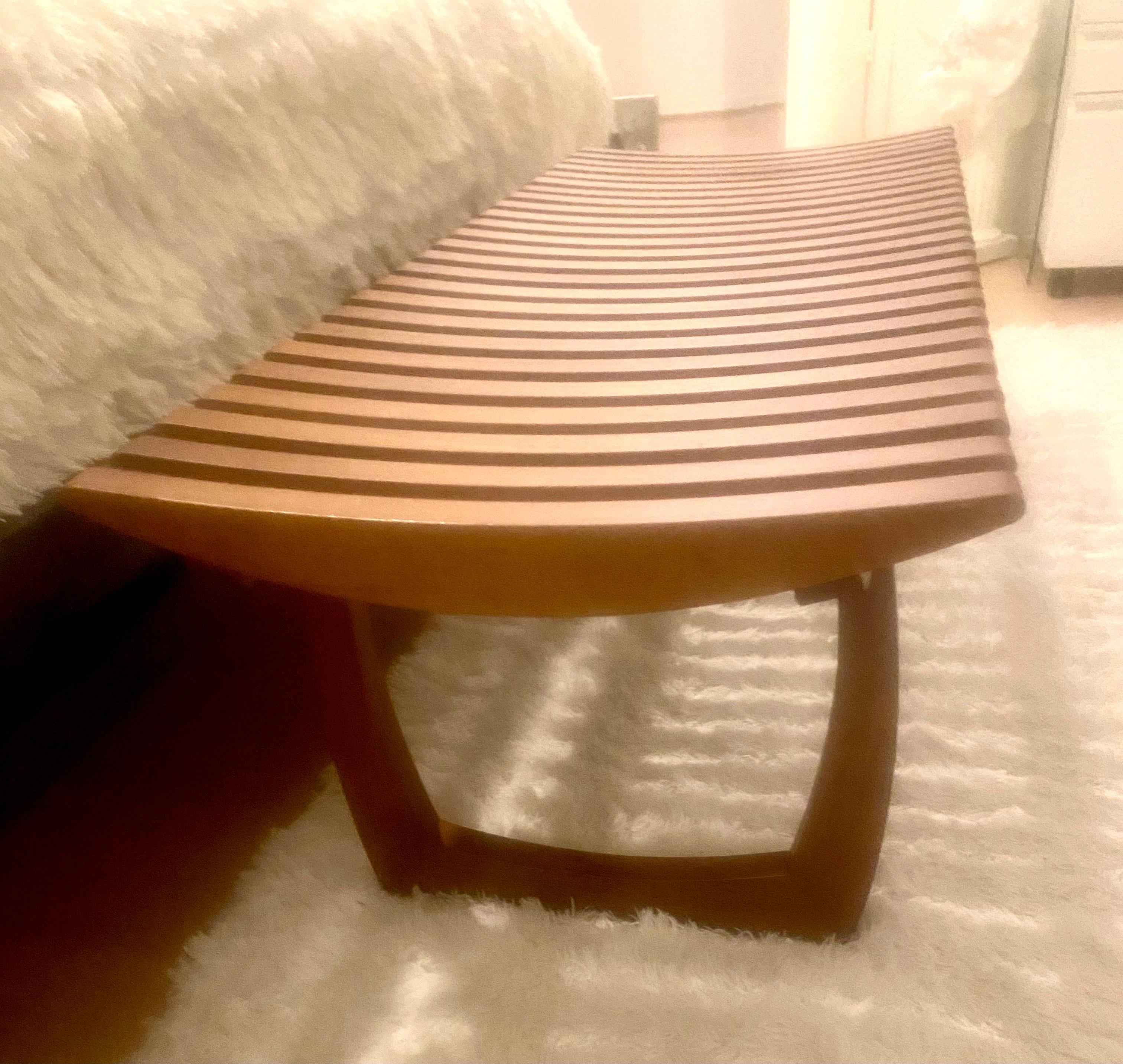 Mid-Century Modern Slatted Wood Bench For Sale 1