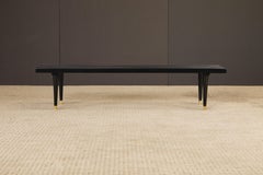 Mid-Century Modern Slatted Wood Bench or Table w Brass Sabots, Refinished, 1960s