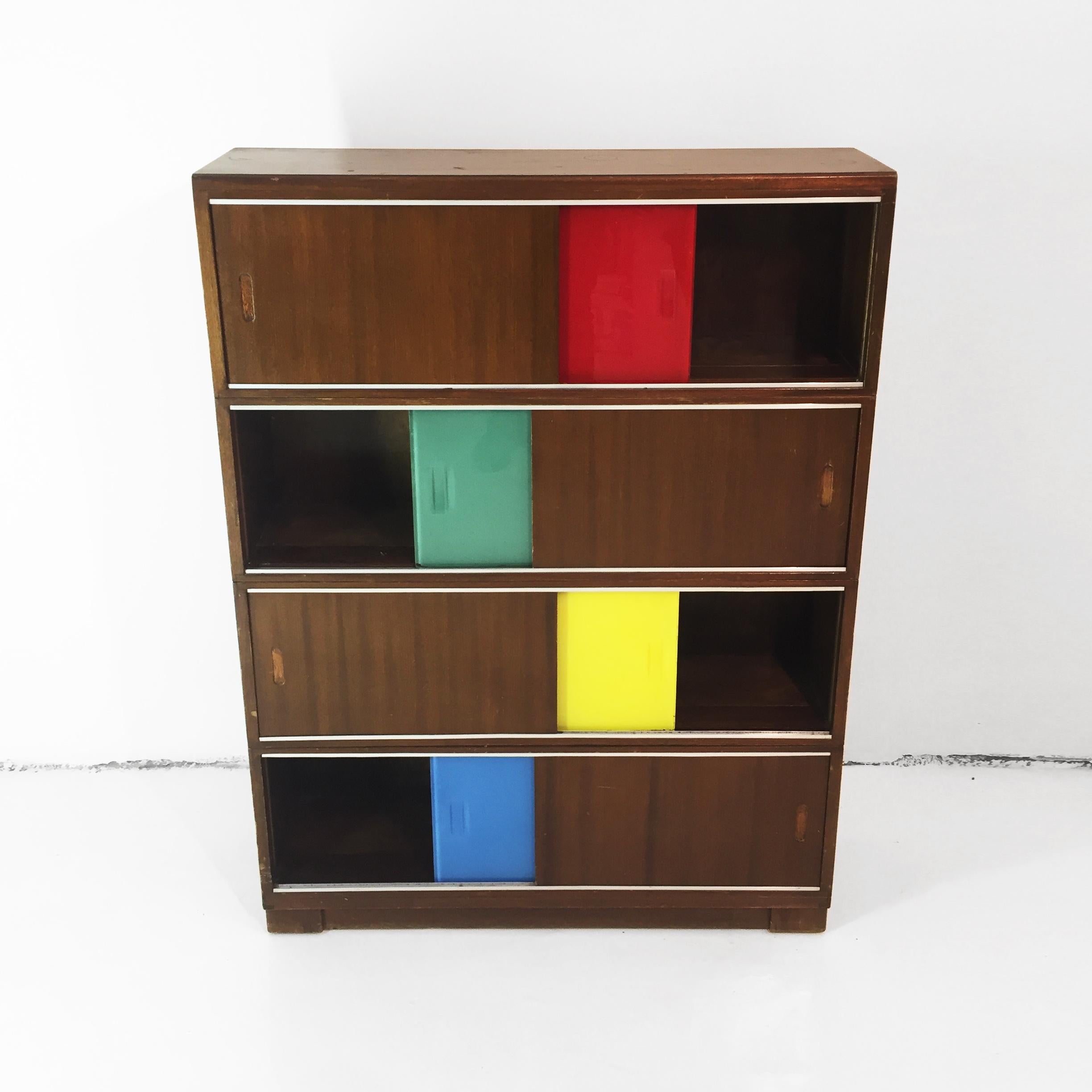 Cold-Painted Mid-Century Modern Sliding Doors Cabinet in the Manner of Claude Vassal For Sale