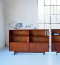 Mid-Century Modern Sliding Glass Door Bookcase Cabinet Robert Heritage