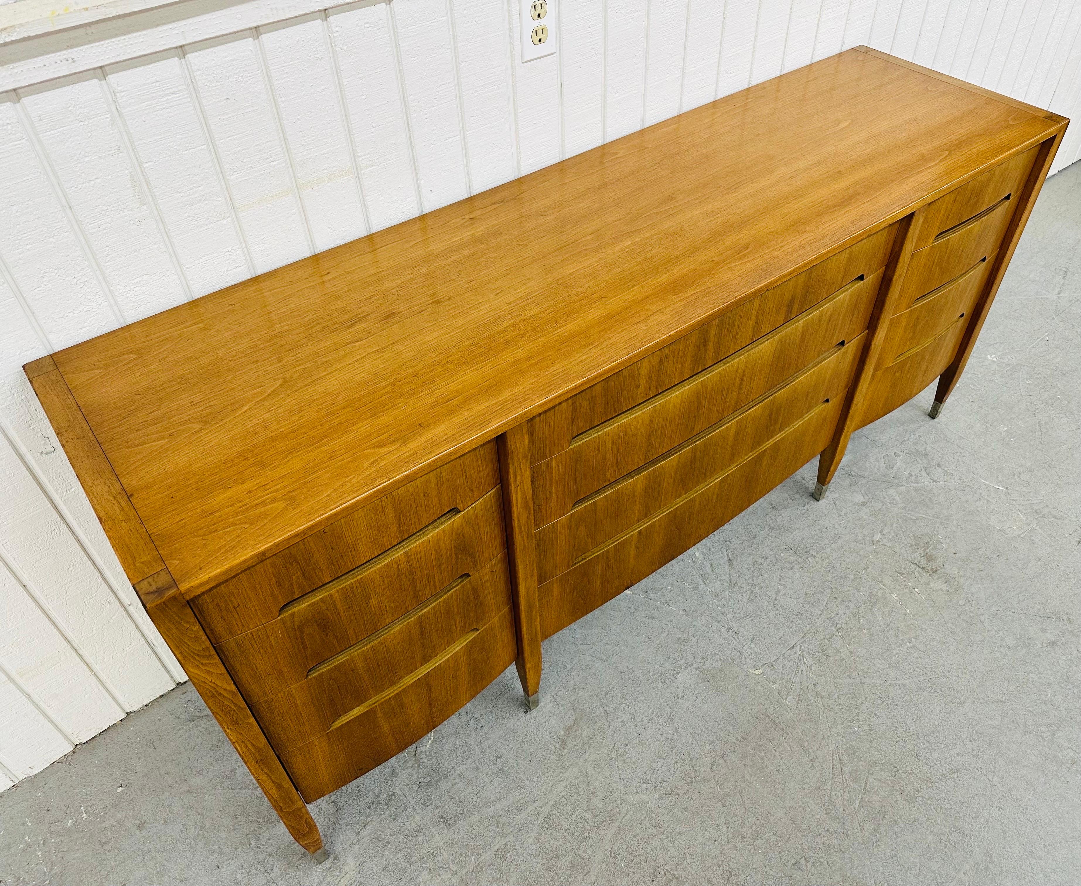 Chrome Mid-Century Modern Sligh 12-Drawer Walnut Dresser For Sale