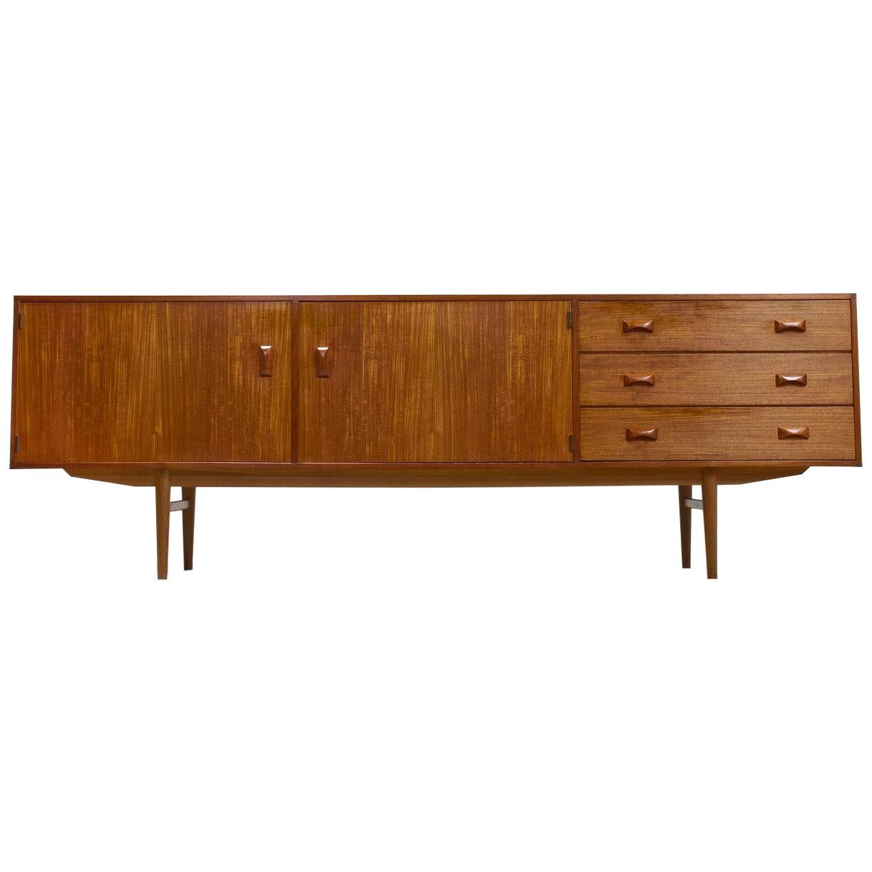 Mid-Century Modern Slim and Long Credenza in Teak by Fristho, Netherlands 1960s