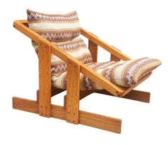 Mid-Century Modern Sling Lounge Chair by Lou Hodges in Oak