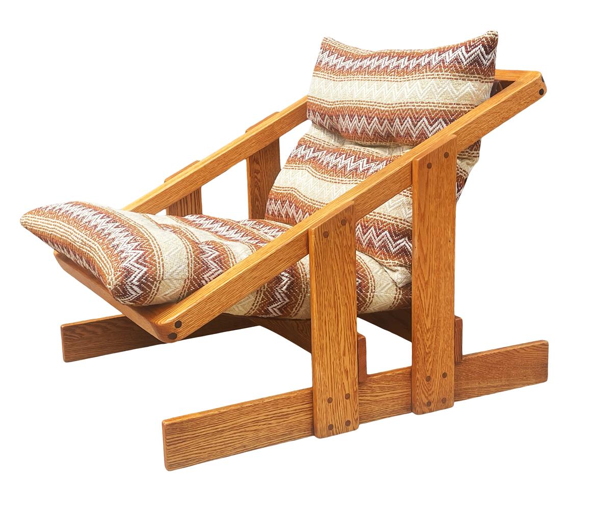 Late 20th Century Mid-Century Modern Sling Lounge Chair by Lou Hodges in Oak