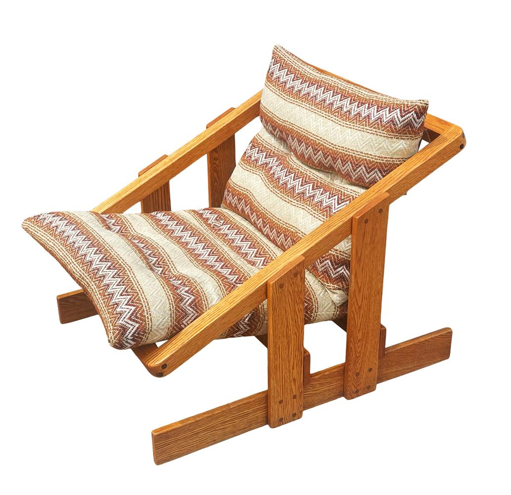 Mid-Century Modern Sling Lounge Chair by Lou Hodges in Oak 1